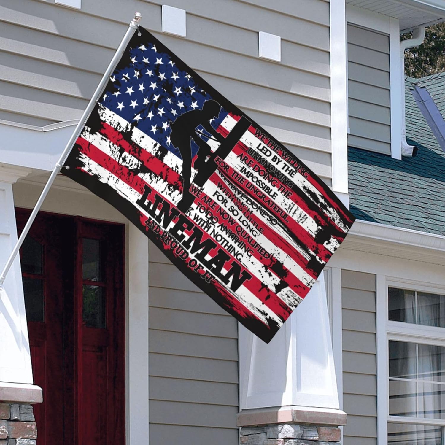 American USA Flag Lineman Flag 3x5 Ft Fade Proof Outdoor Indoor With Metal Grommets Banner Home House Garden Yard Decorative Sign - Image 2