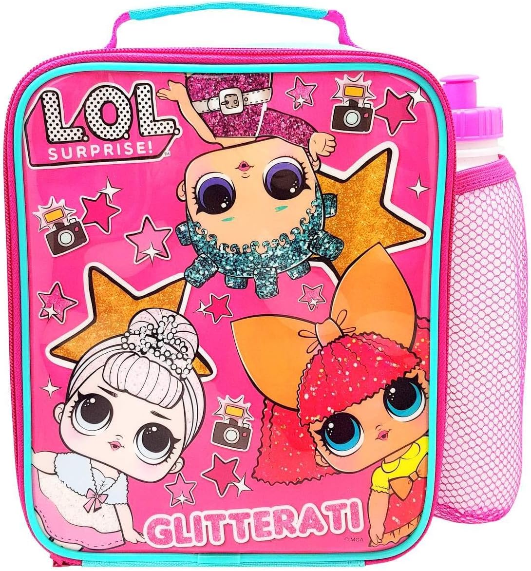 LOL Suprise Lunch Bag and Bottle Combo, 600D Polyester, Pink, one size