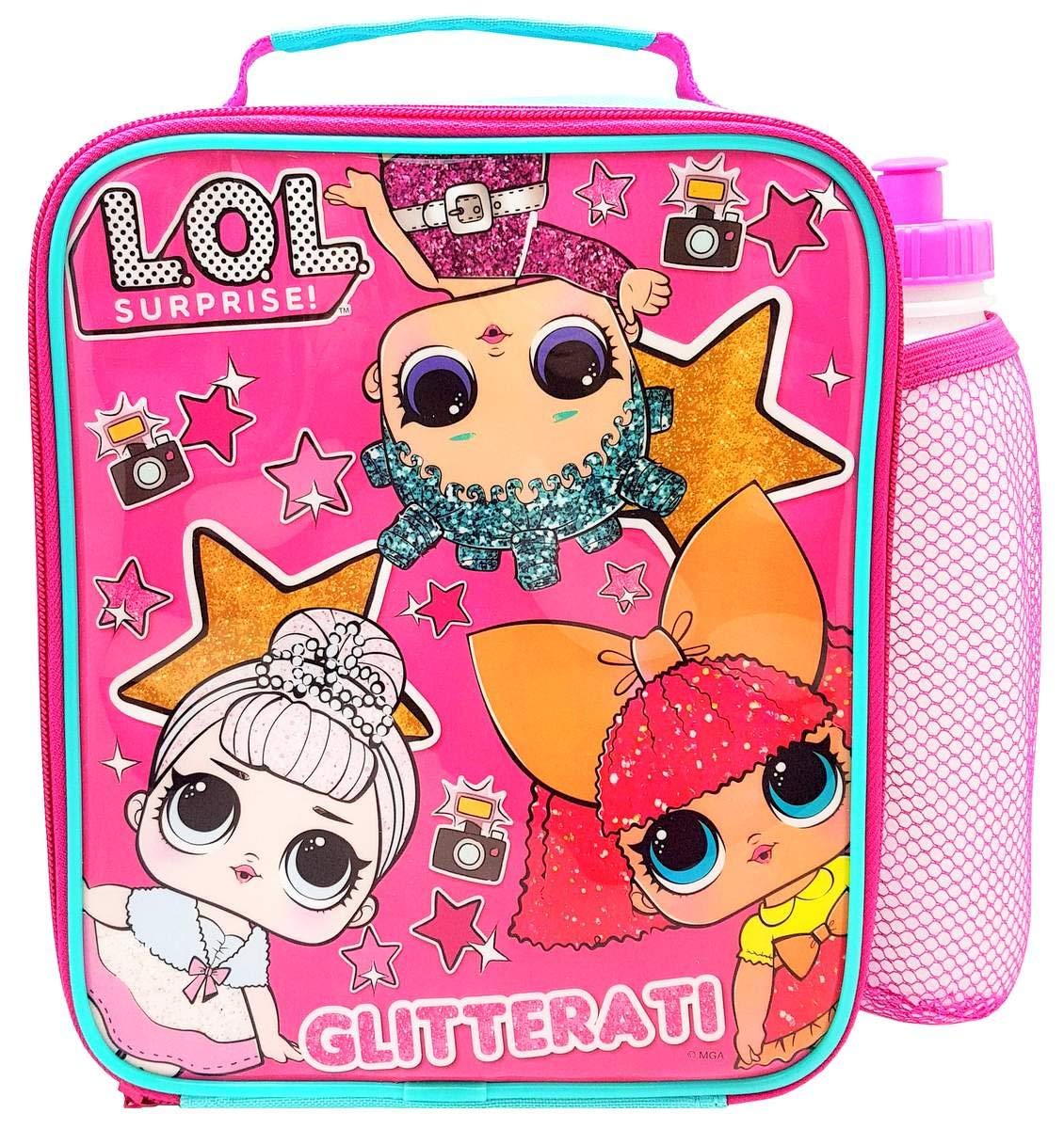 LOL Suprise Lunch Bag and Bottle Combo, 600D Polyester, Pink, one size