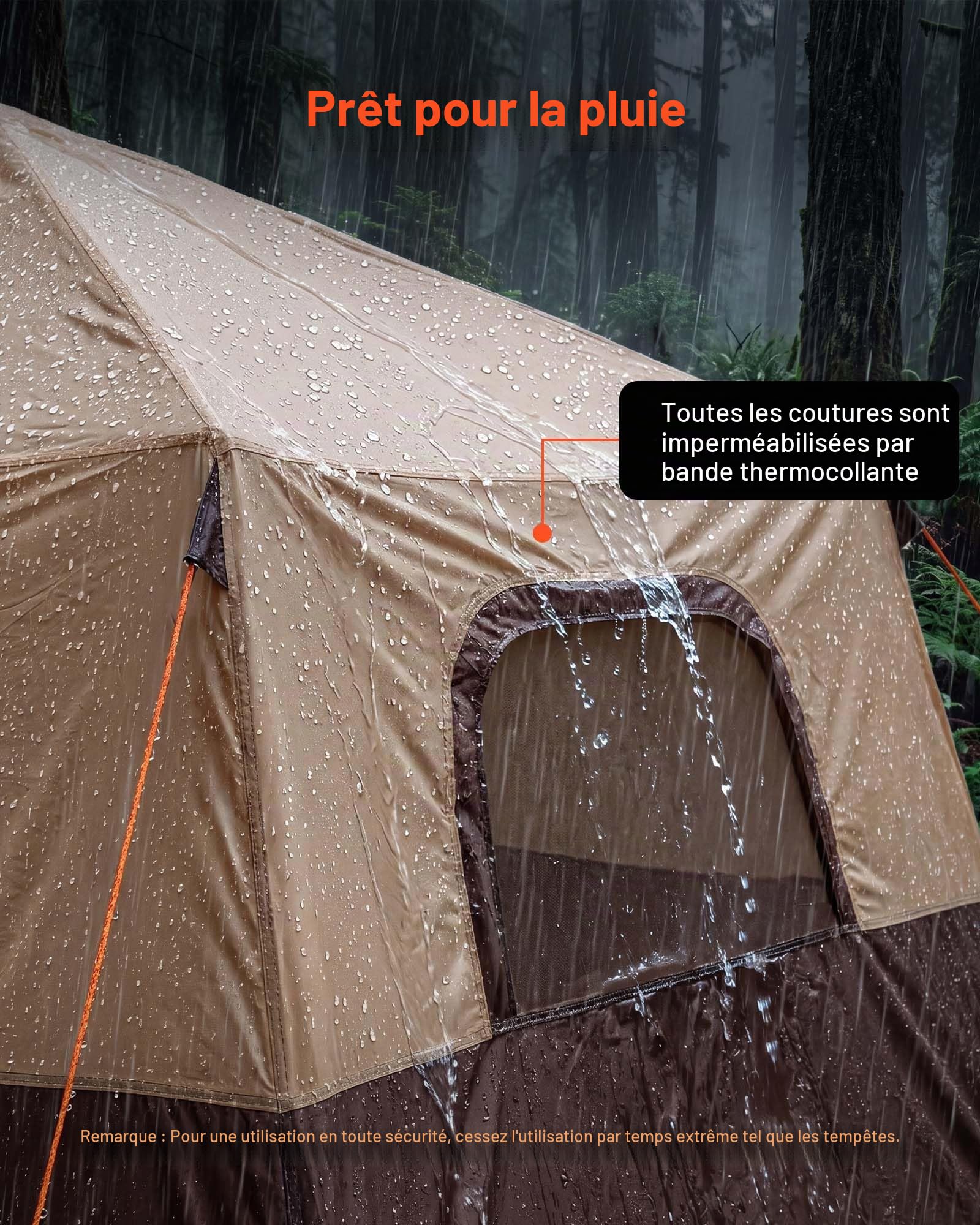 VEVOR Tente Gonflable 8 Personnes Pompe Rechargeable Tente de Camping Beige, pour Randonnée et Pique-niques en Famille, avec Tubes d'Air en TPU, 4 Grandes Fenêtres en Maille, Sac de Transport Portable