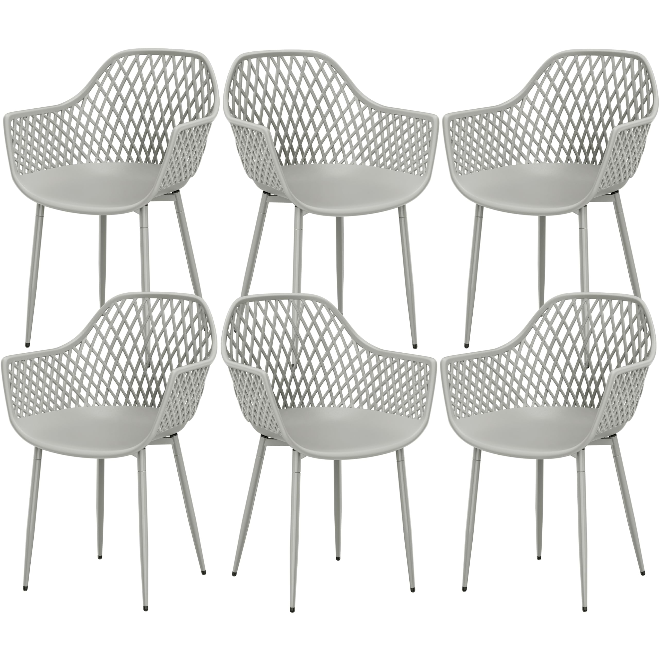 buybyroom Lot de 6 chaises de Jardin avec accoudoirs, Fauteuil Lounge - Chaises de Jardin - Charge maximale : 120 kg - Gris