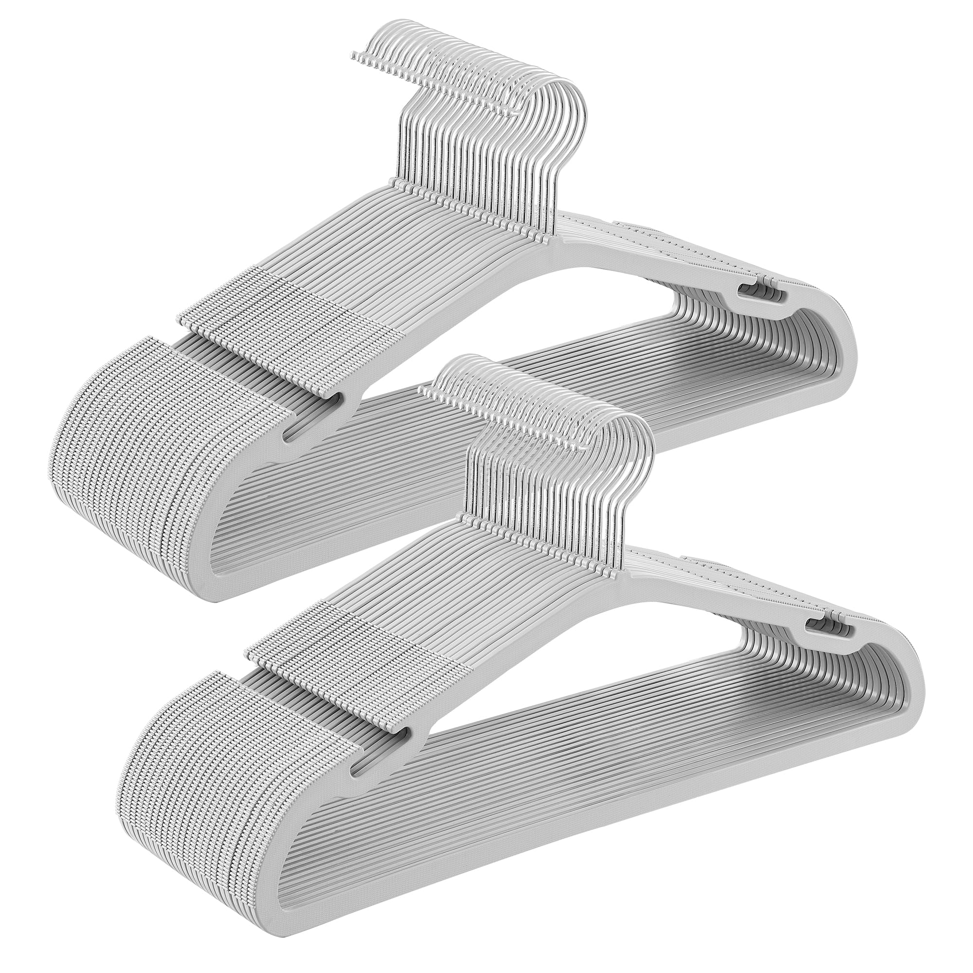 SONGMICS Clothes Hangers 50 Pack, Heavy-Duty Plastic Hangers, Coat Hangers with Wide Shoulder Notches, Pant Bar, 360° Swivel Hook, Space-Saving, 16.4