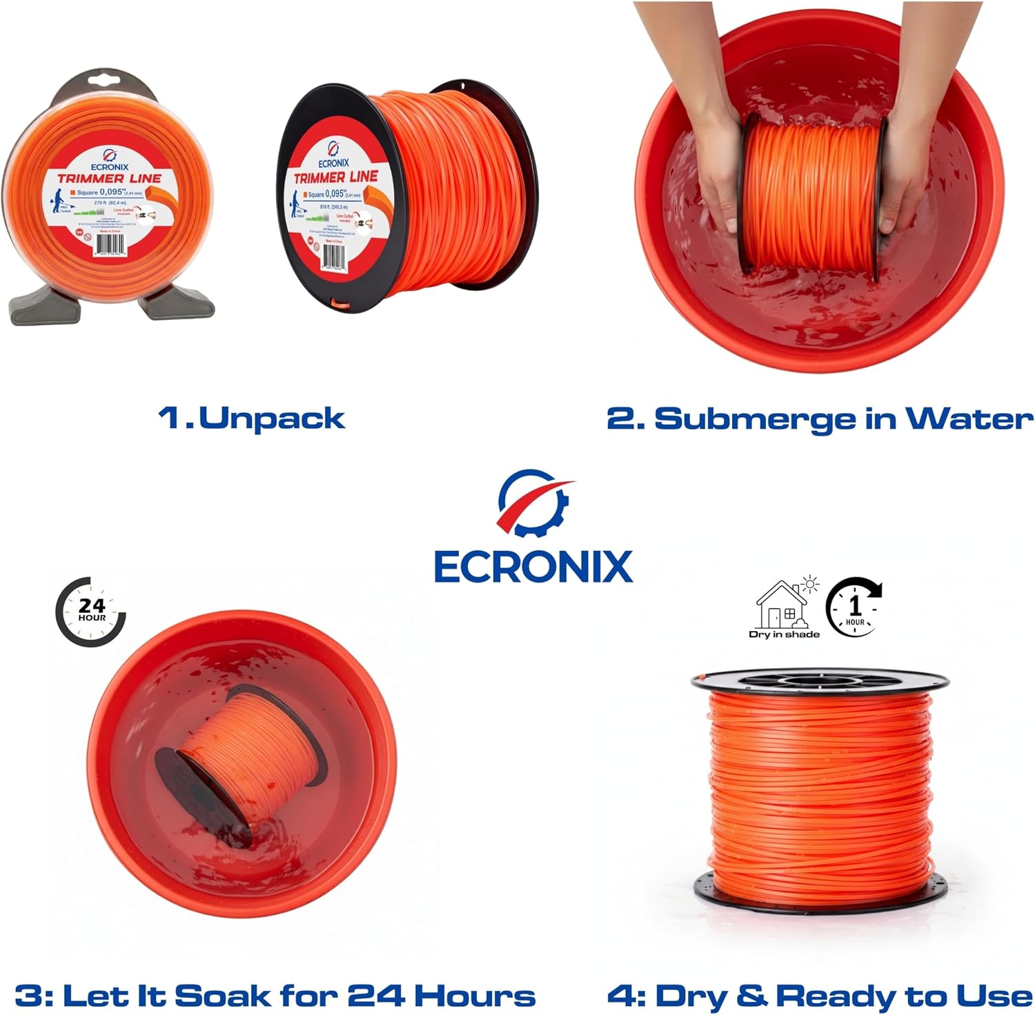 .155" Star Trimmer Line (130 ft / 1 lb Donut Spool) - Industrial Weed Wacker String & Weed Eater Line for Fixed-Head Trimmers ONLY - Heavy Duty 5-Point Brush Cutter Cord - Free Cutter | Premium Co-Polymer Nylon, Prevents Grass Tearing, High Impact