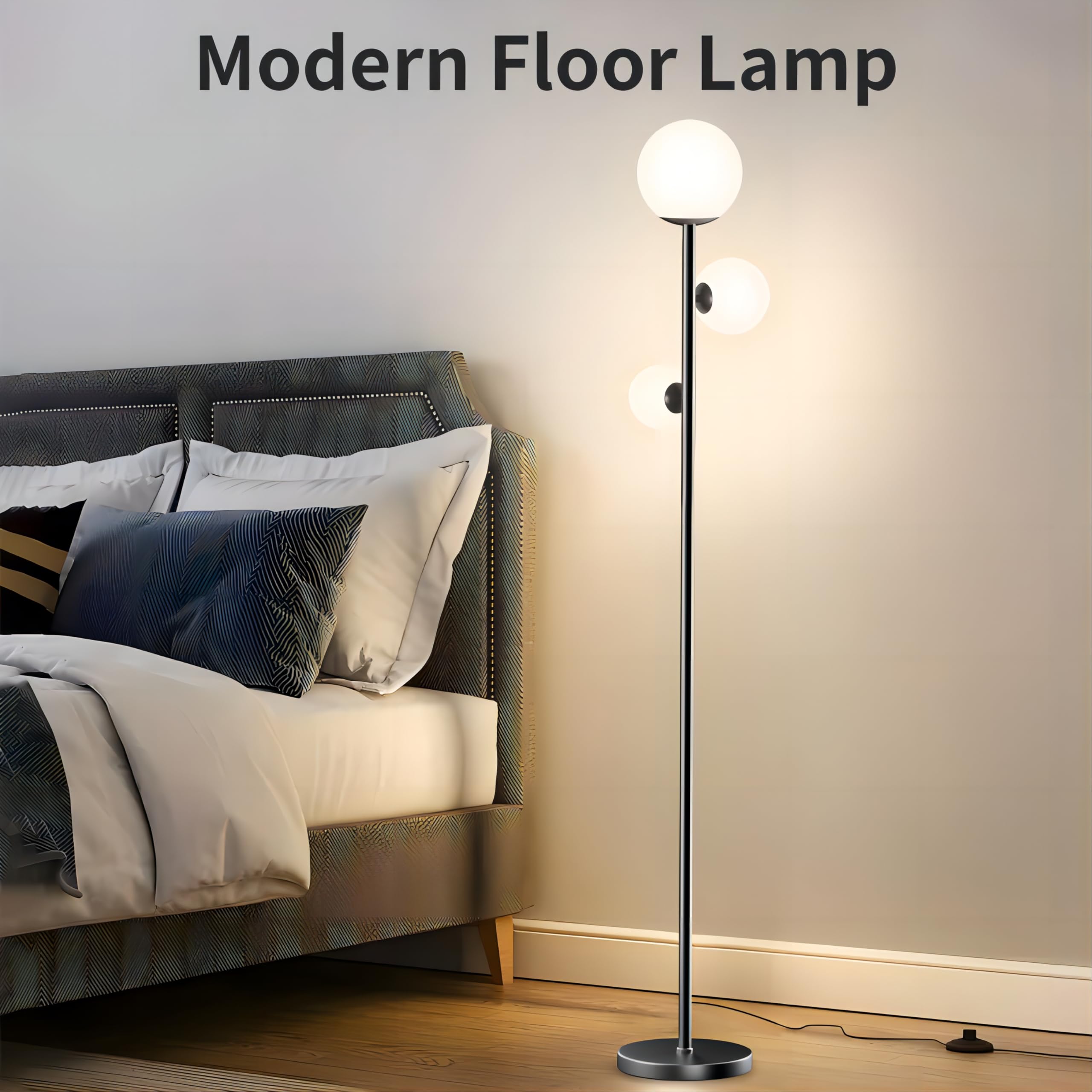 Lámpara de Pie 18W Moderna 3 Temperaturas de Color 3 Bombillas G9 3 Pantallas Alta con Interruptor