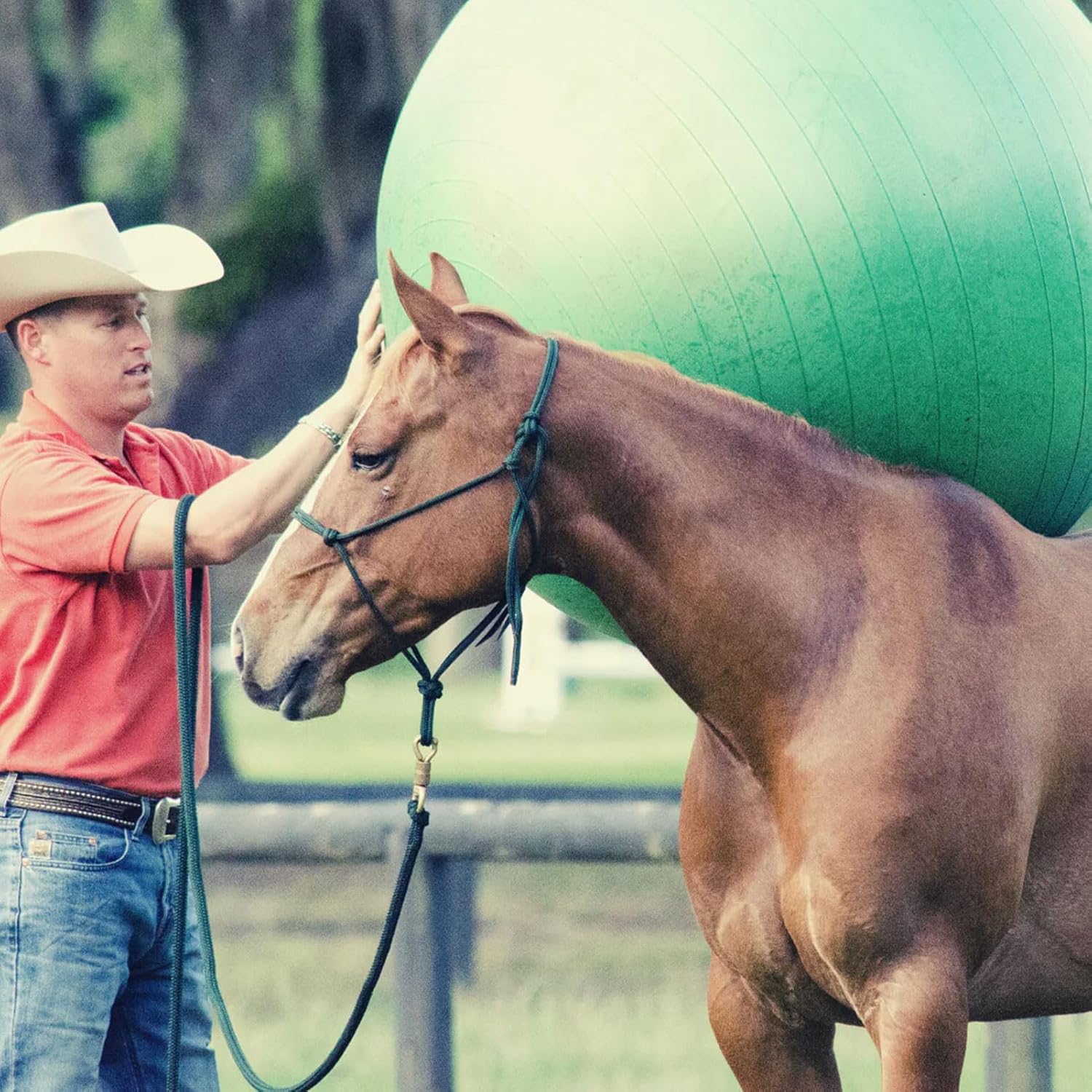 Parelli Green 42" - 44" Durable Inflatable Bright Bouncing Ball | Equine Training & Play Tool - Pony & Horse Toy for Curiosity, Focus