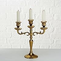 Vista 8 de Hamptons - Candelabro dorado de tres brazos, hecho a mano de aluminio, 10.25 pulgadas de alto, peso nulo