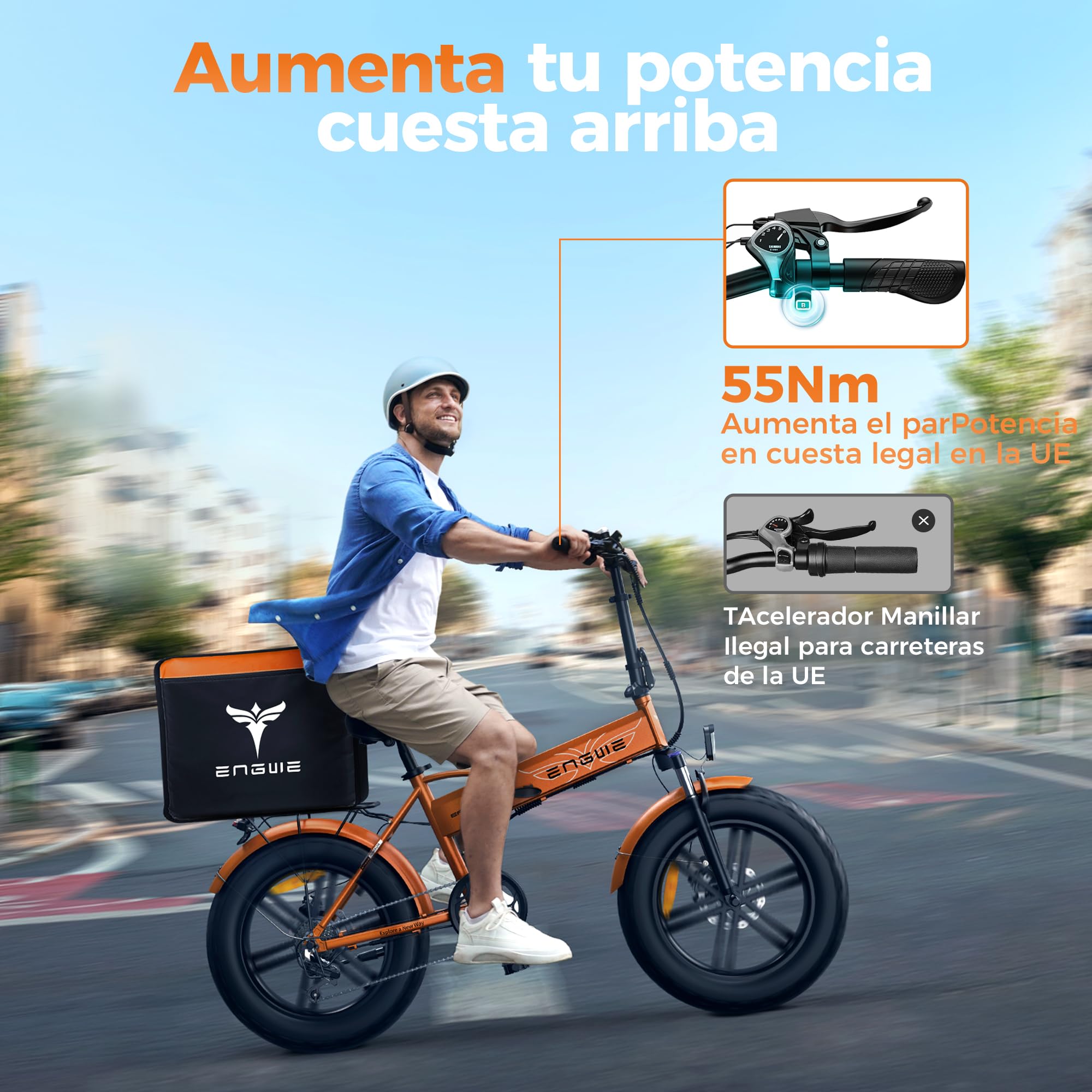 ENGWE EP-2 Boost Bicicleta Eléctrica Plegable con Sensor de Par, Batería Extraíble de 48V 13Ah y Motor Brushless de 250W, Pantalla LED, Neumáticos Fat de 20« x 4.0», 7 Velocidades