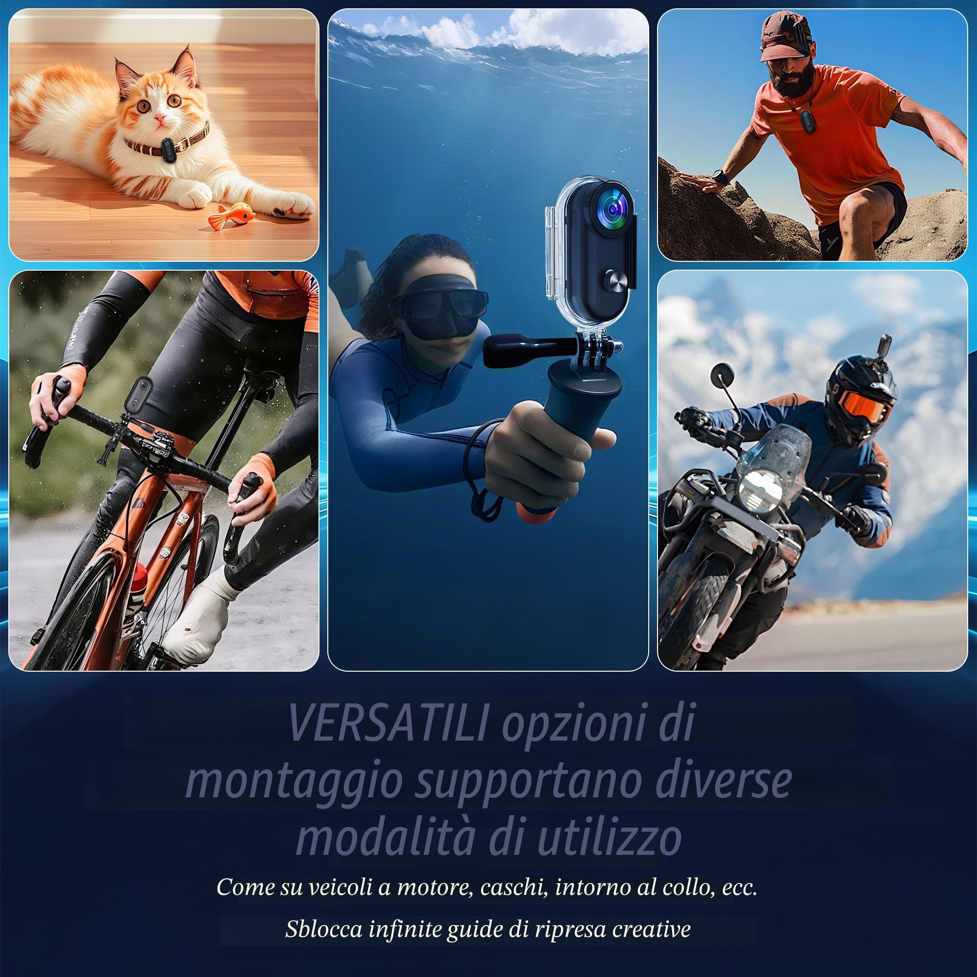 Action Cam Con 64G, 1080P Sport Camera, Bodycam Polizia Professionale, Fotocamera Sott'acqua 30M Videocamera, Mini Telecamera Dash Cam Videocamera, Fotocamera per Conferenze Viaggio