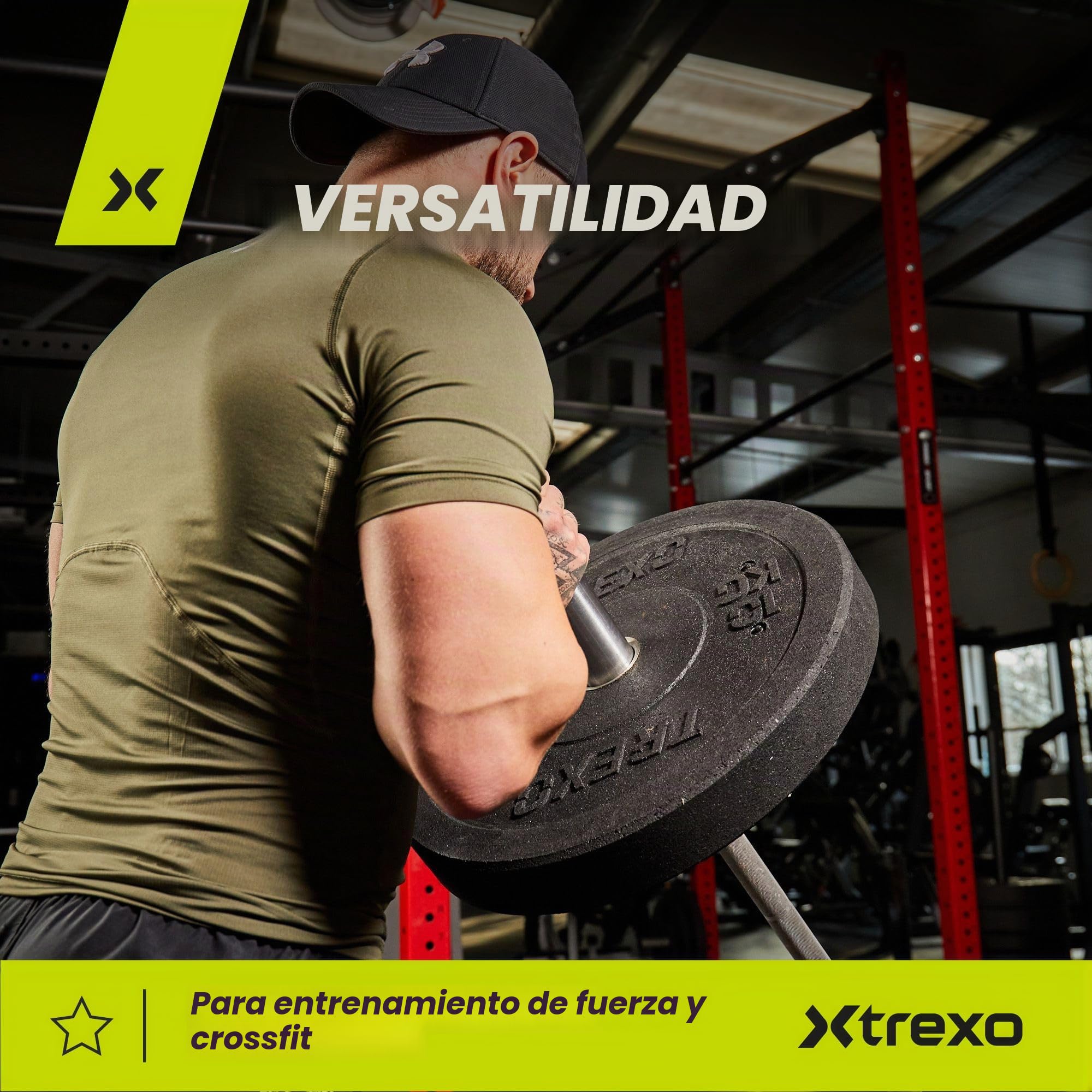 TREXO Discos Pesas Bumper Olímpicos de 5/10/15/20/25 kg Discos Gym de Goma para Barra Olímpica de 50 mm de Diámetro Resistentes para Fitness para Entrenamiento de Fuerza para Crossfit para Gym en Casa