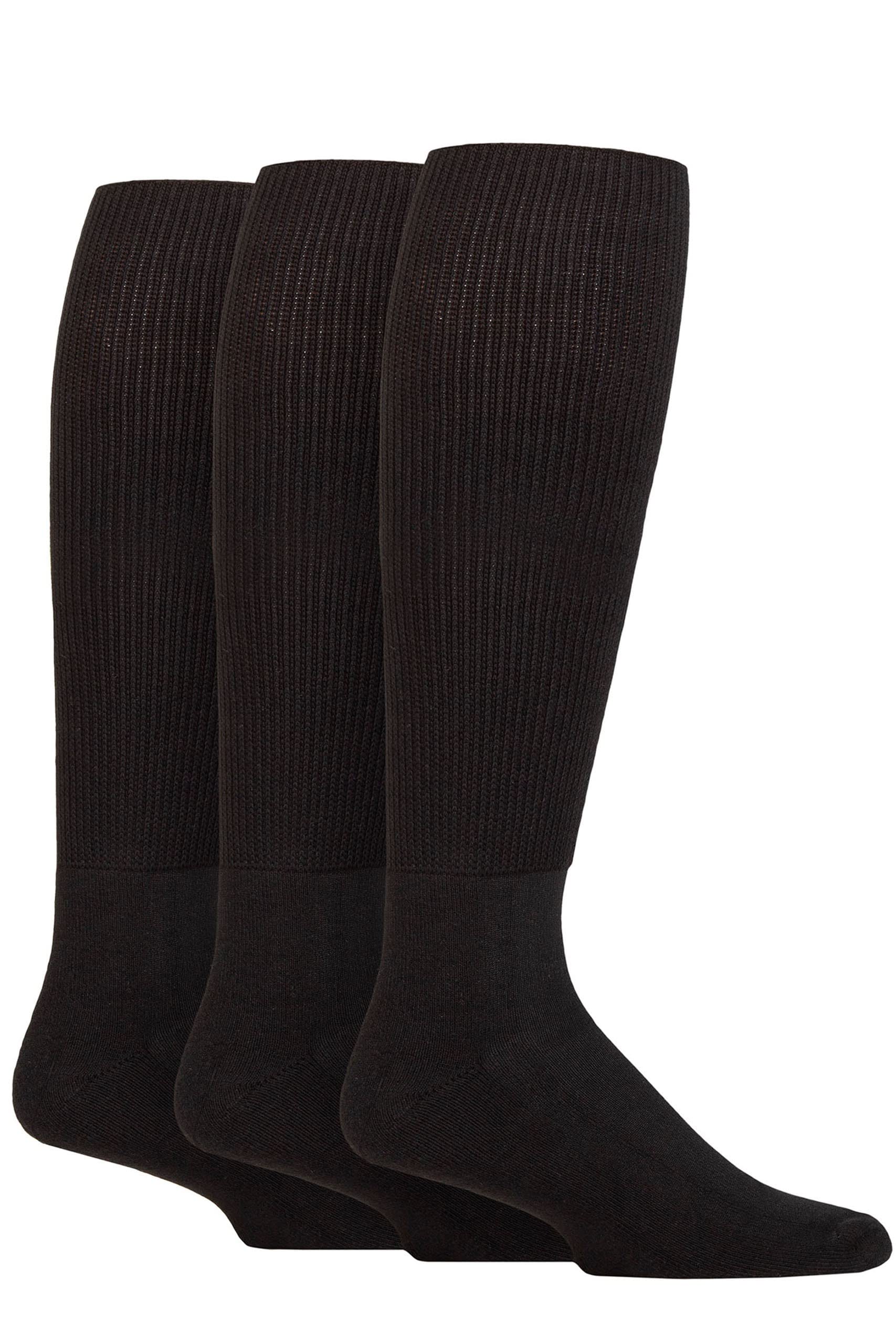 Iomi Unisex Black Sockshop Footnurse Mens And Ladies Cushion Foot Bamboo Diabetic Knee High Socks Pack Of 3 6-8.5