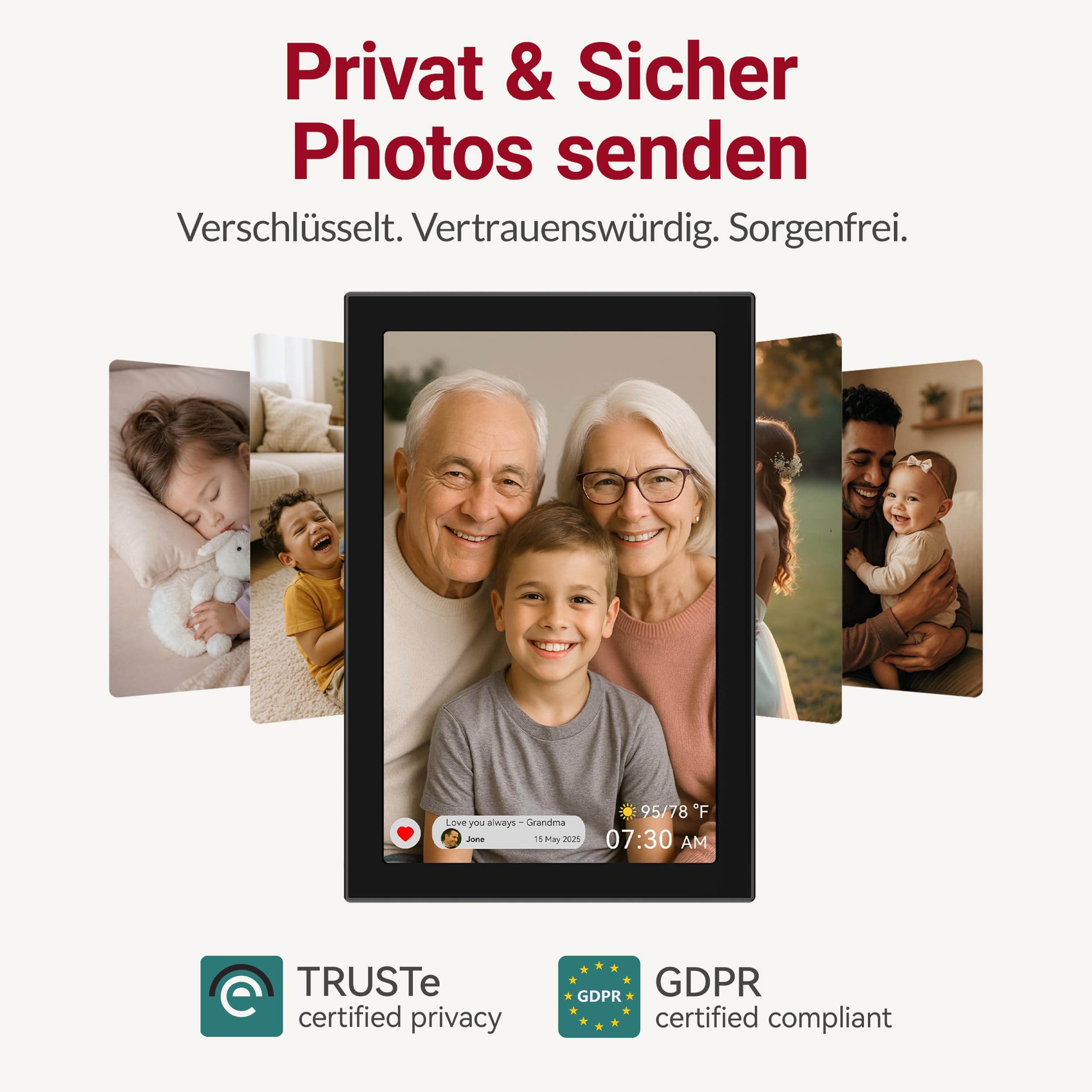 XORO 11 Zoll WiFi Digitale Bilderrahmen, 1280x800 HD IPS Touch Display, 16GB Speicher, Automatische Rotation, Teilen Sie Fotos sofort von überall aus