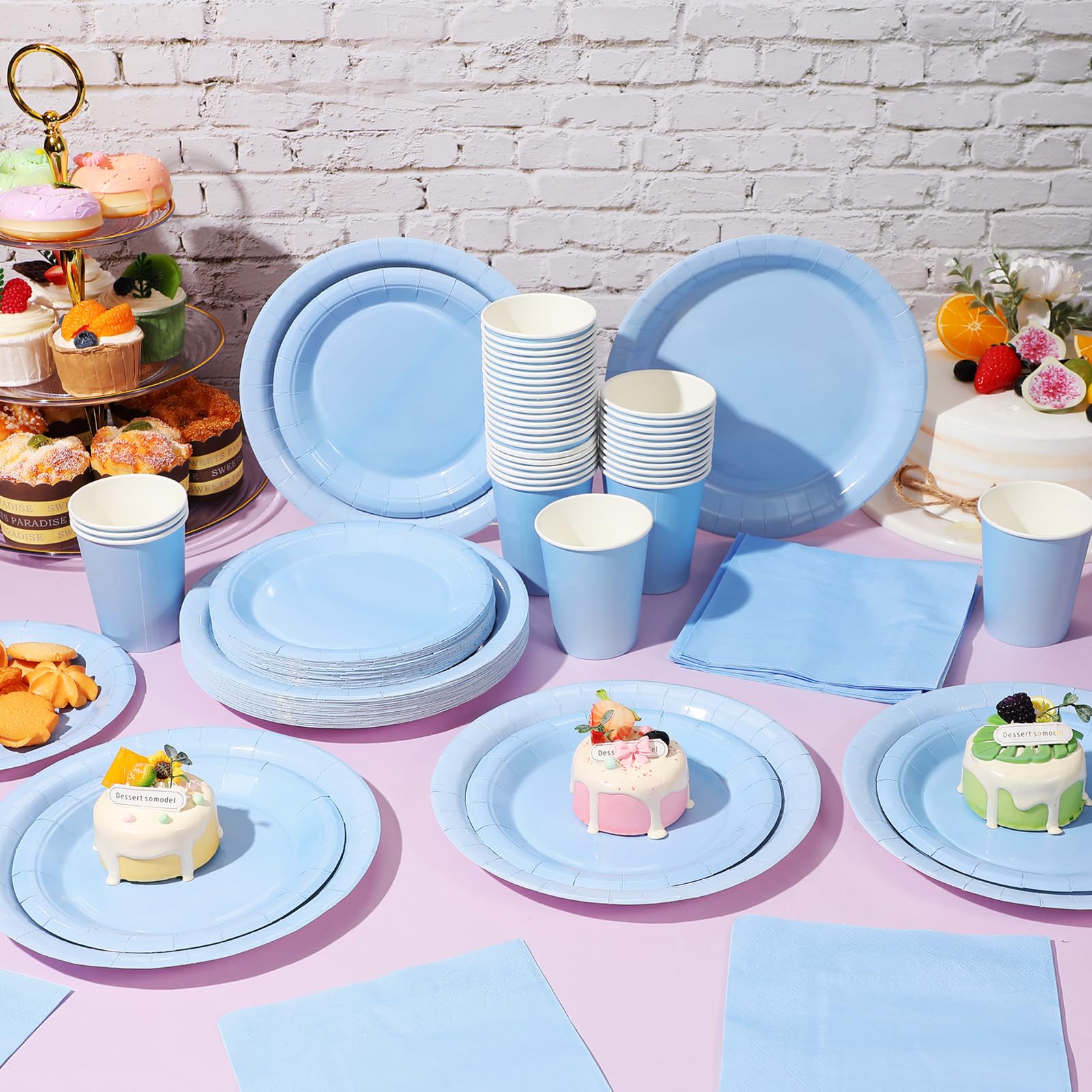 Amazon.com: Tioncy 200 Pcs Blue Paper Plates Napkins and Cups