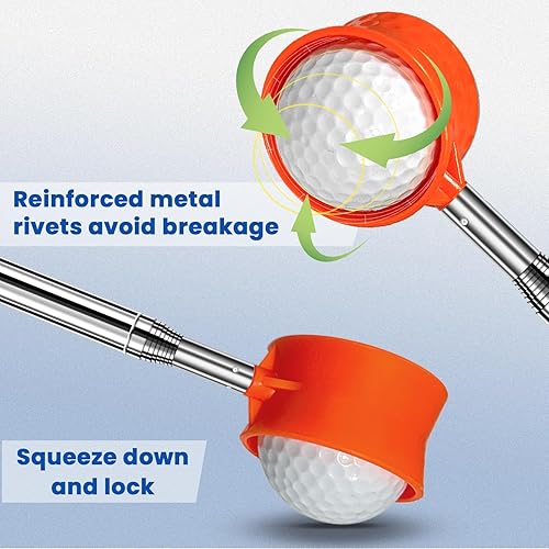 Miniatura 9 de Recuperador de pelotas de golf telescópico, agarrador de pelotas de golf, máximo 5.991215 pies, ligero, inoxidable, aleación de aluminio,