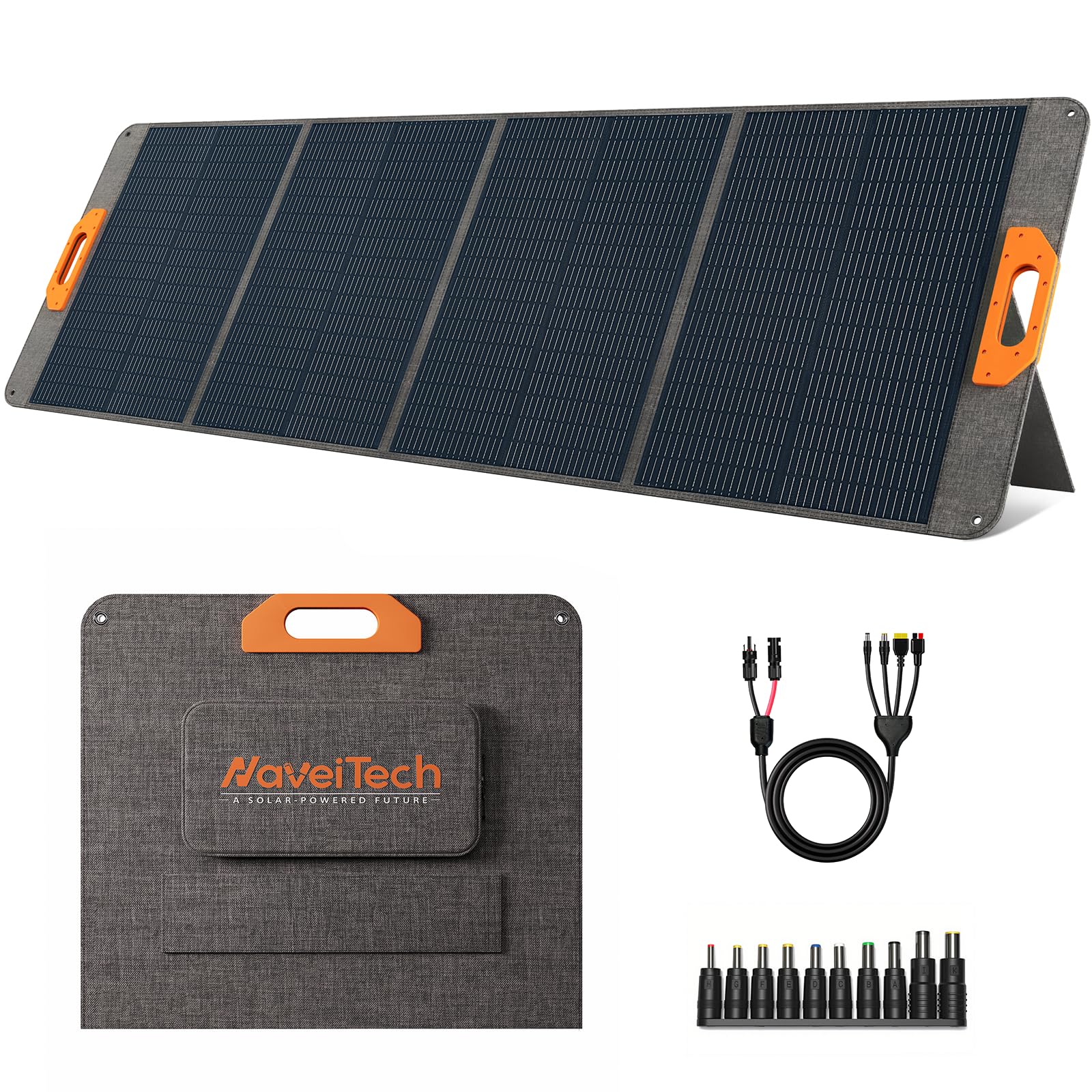 200W Faltbares Solarmodul, Monokristall Silizium Solarmodul, geeignet für Powerbanks, Solaranlagen, Solarladegeräte mit Multi-Contact-4-Anschluss, geeignet für Outdoor, Camping, Garten und Wohnmobile