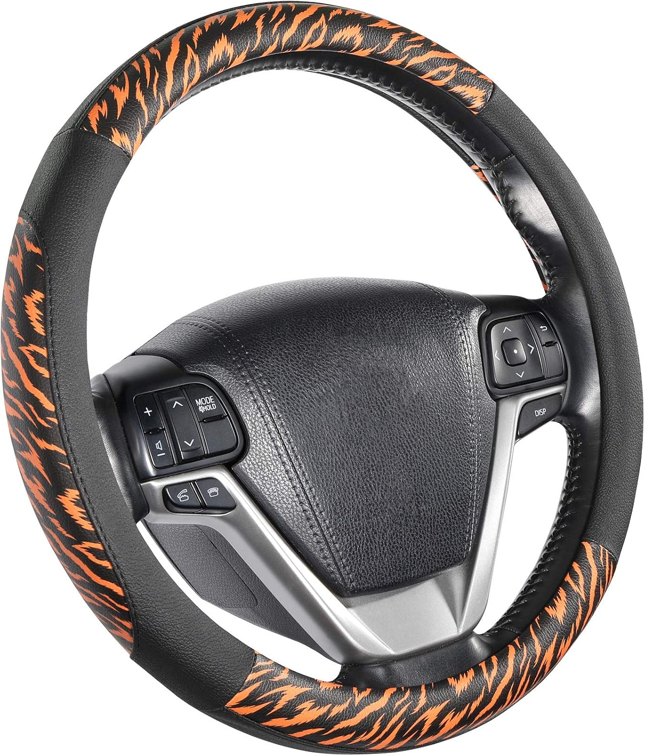 COFIT Pattern Steering Wheel Cover, Tiger Stripe Patterned Stylish Steering Wheel Cover for Men and Women Sports Car Driving, Large Size 15 1/2-16 Inch