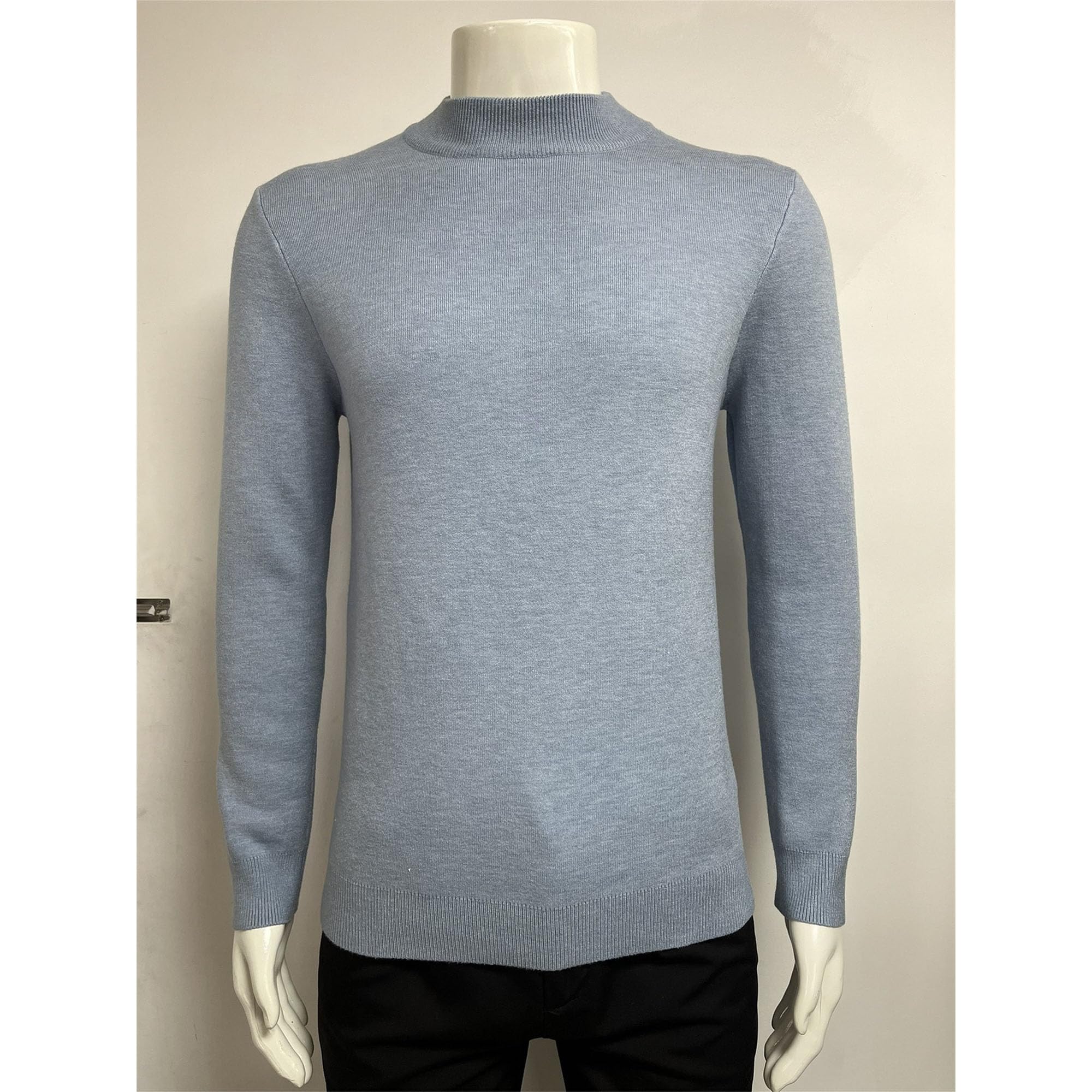 Qolkmuiy-GJ Men's Casual Sweater Structured Pullover Long Sleeve Lightweight Knit Sweaters Knit Slim Fit Basic Sweatshirt (Blue,X-Large)