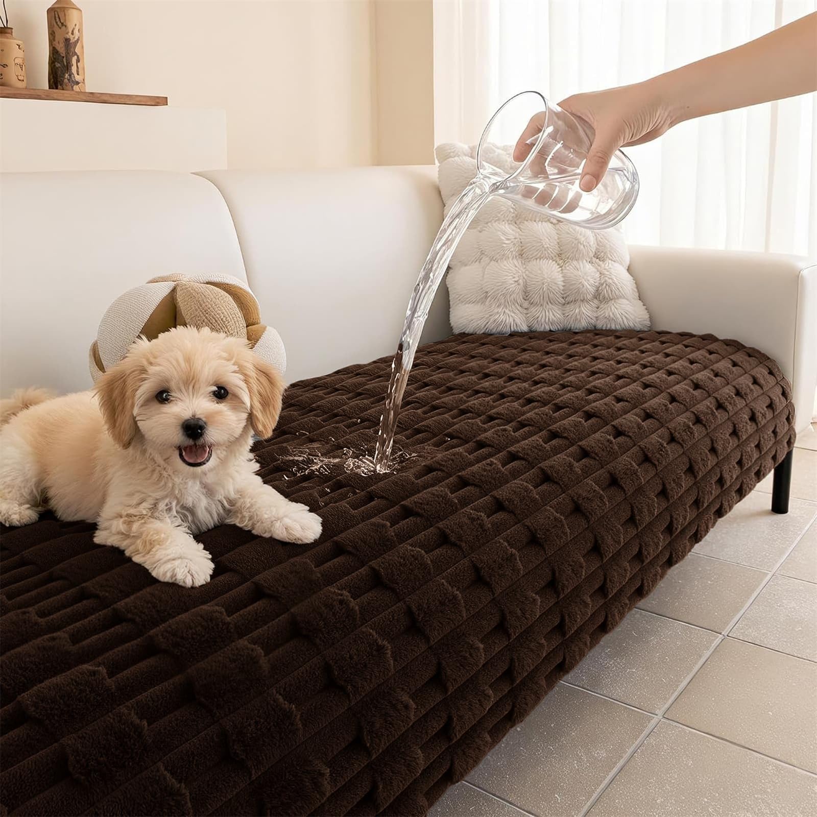 LINGKY Thick Sofa Covers Washable, Chocolate, 90x160cm
