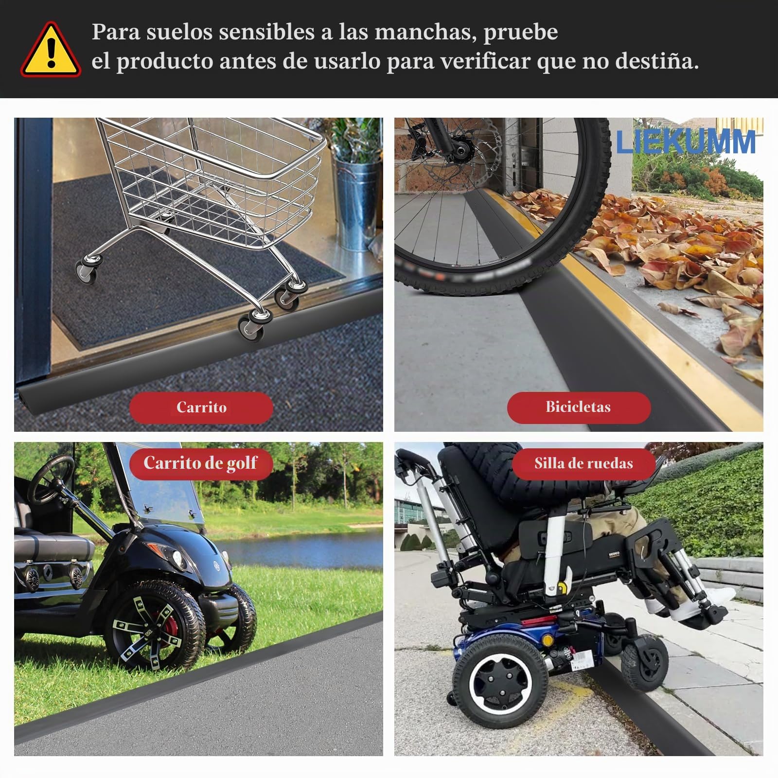 LIEKUMM Rampa Goma umbrales, Altura 3 cm, Cortable Rampa Silla de Ruedas