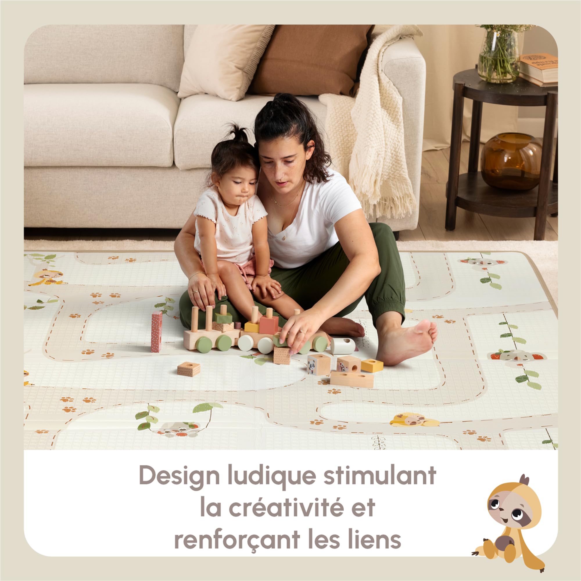 Tiny Love XL Tapis D'éveil Pliable en Mousse, Tapis D'éveil Bébé, 0+ mois, Double-face, Tapis Bébé Pliable & Léger, 150 x 150 cm, Doux & Épais (1 cm), Résistant à L'eau, Facile à Nettoyer, Boho Chic