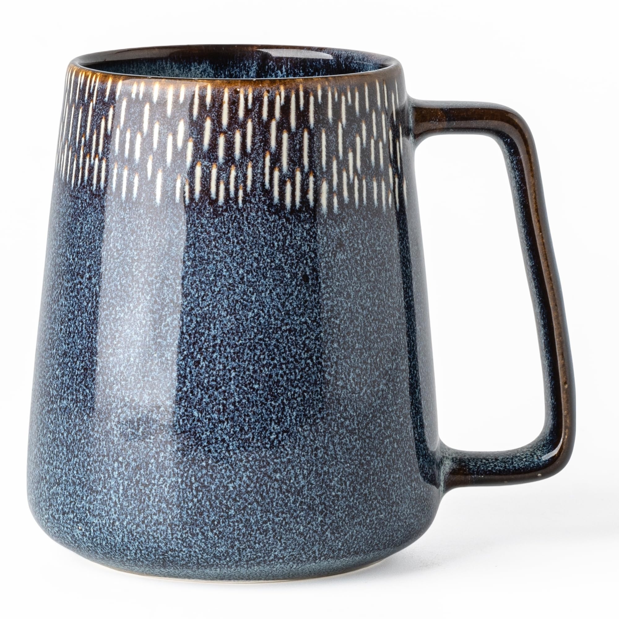 TT006 - Taza de café extragrande de 24 onzas, taza de café vintage para oficina y hogar, apta para lavavajillas y microondas, azul con estrellas