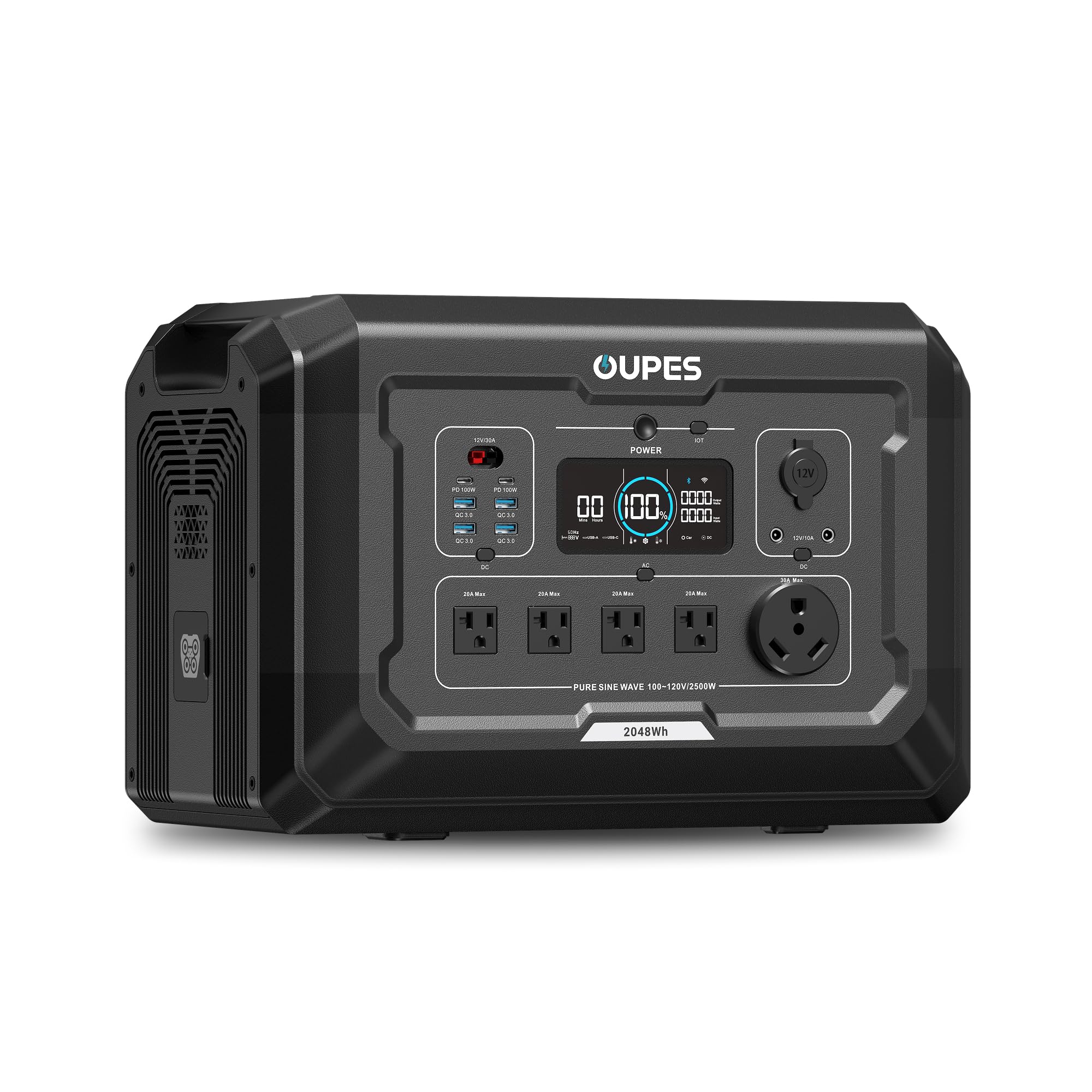 Mega 2 Portable Power Station 2500W (5400W Peak), 2048Wh LiFePO4 Battery Generator with 2100W Solar Charging & 1600W AC Charging for Home Backup, Power Outages, RVs, Off-grid Power