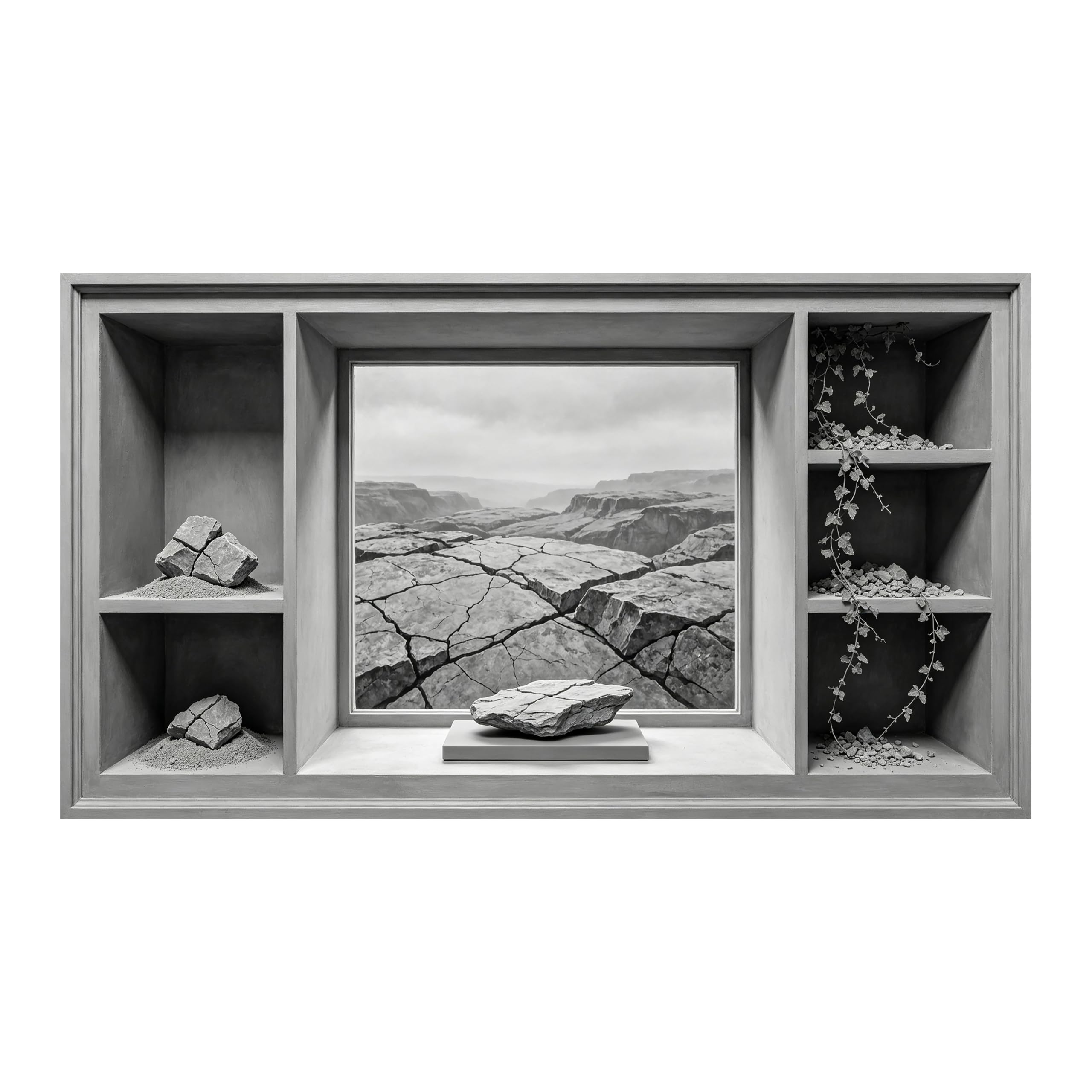 Yzpallescene Art260711055 3D Framed Wall Art Monochrome Canyon Landscape Relief Effect Large Size Selfadhesive Removable Wall Decor Prints Artwork For Living Room Bedroom Office