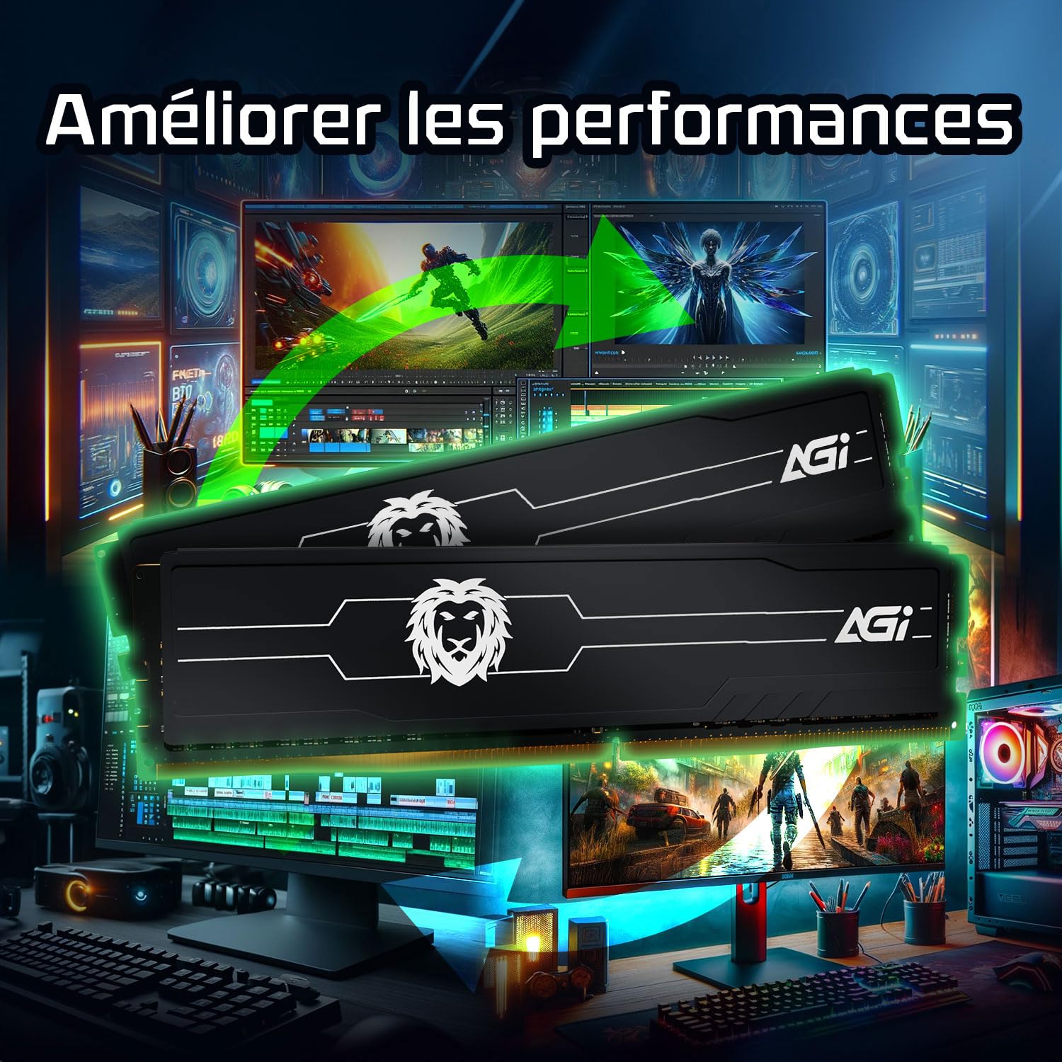 AGI UD138 32GB Kit 2x16GB RAM DDR4 288 Pin 3200MHz U-DIMM per PC | Latenza CL22, specifica Non-ECC. Kit di memoria per aggiornamento computer fisso desktop e pc gaming