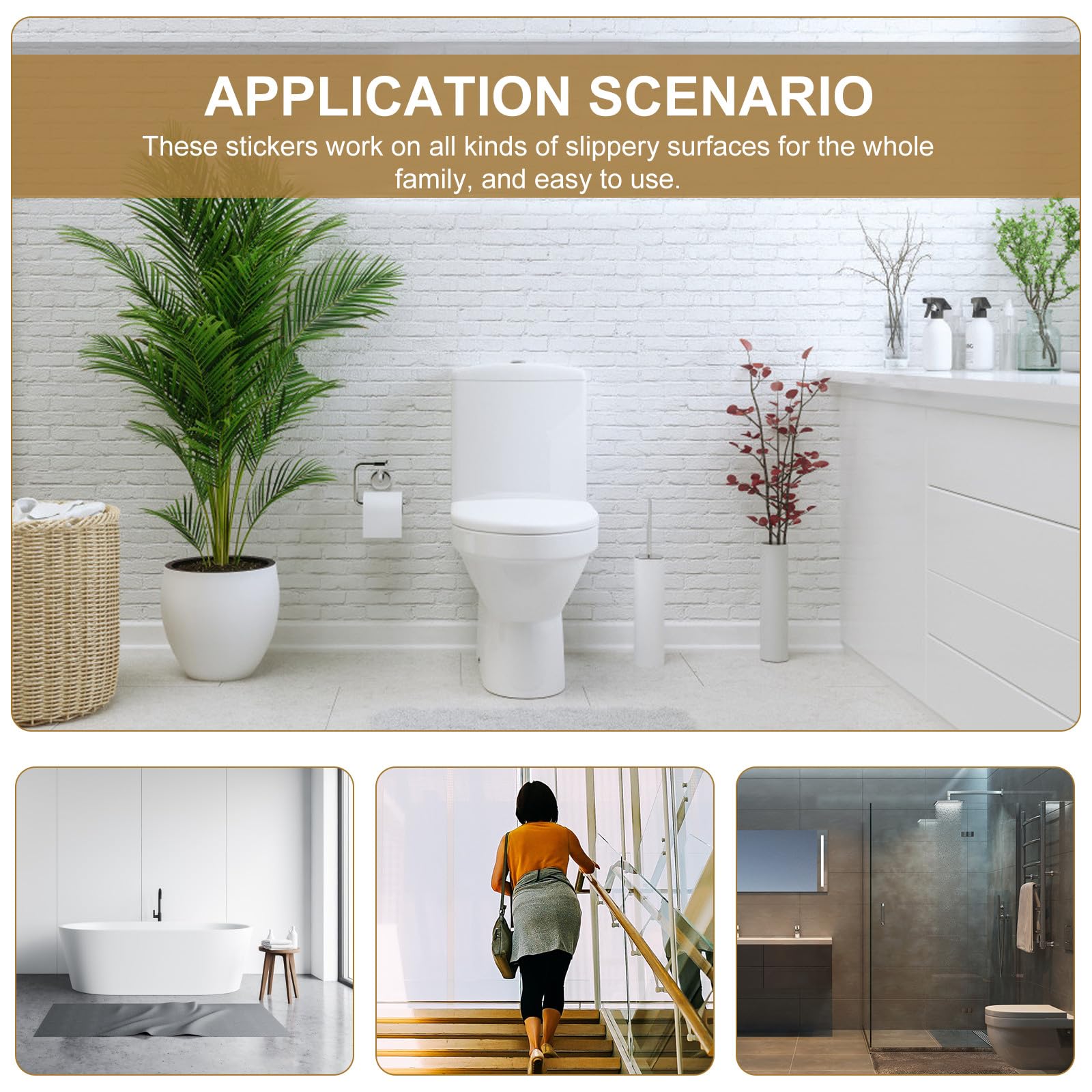 Abaodam Pegatinas Antideslizantes para Suelo y Bañera de Baño, 12 Piezas de Peva Transparentes Fuerte Adhesión y Removibles sin Daños para Seguridad en Ducha