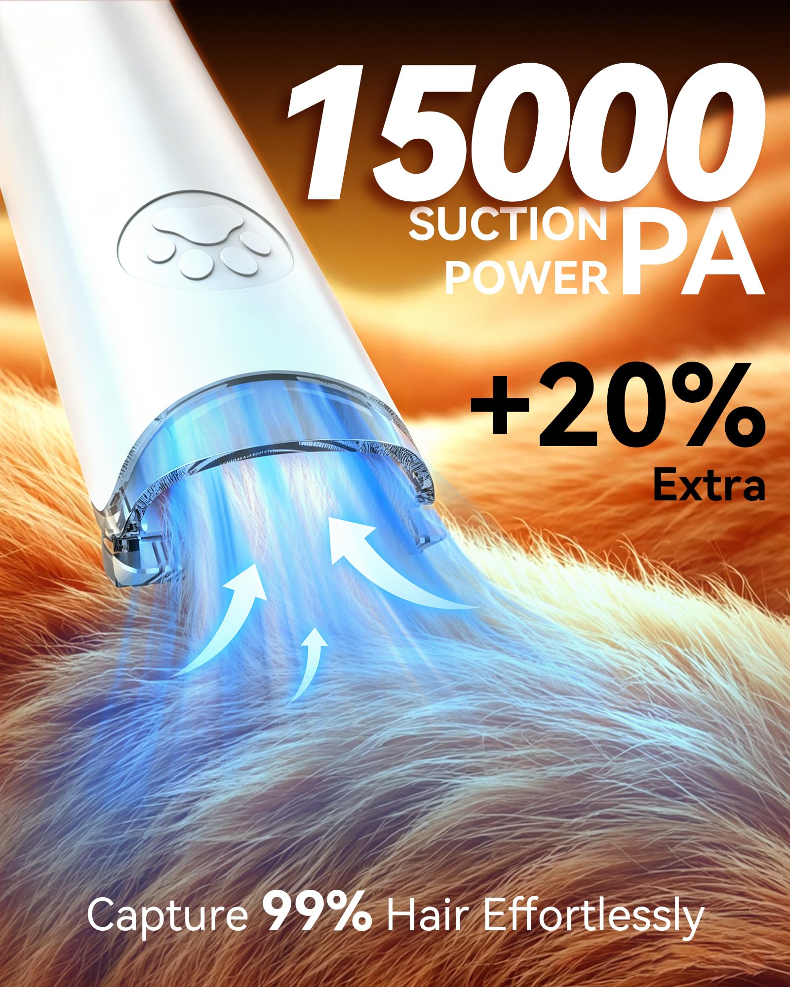 Aspiratore Tosatrice per Cani, 7 Strumenti, Silenzioso 1.5L (Bianco) | 7 Strumenti di Toelettatura, Contenitore 1.5L, ultra Silenziosa, per Pelo lungo e Spesso, Adatto per Animali Domestici