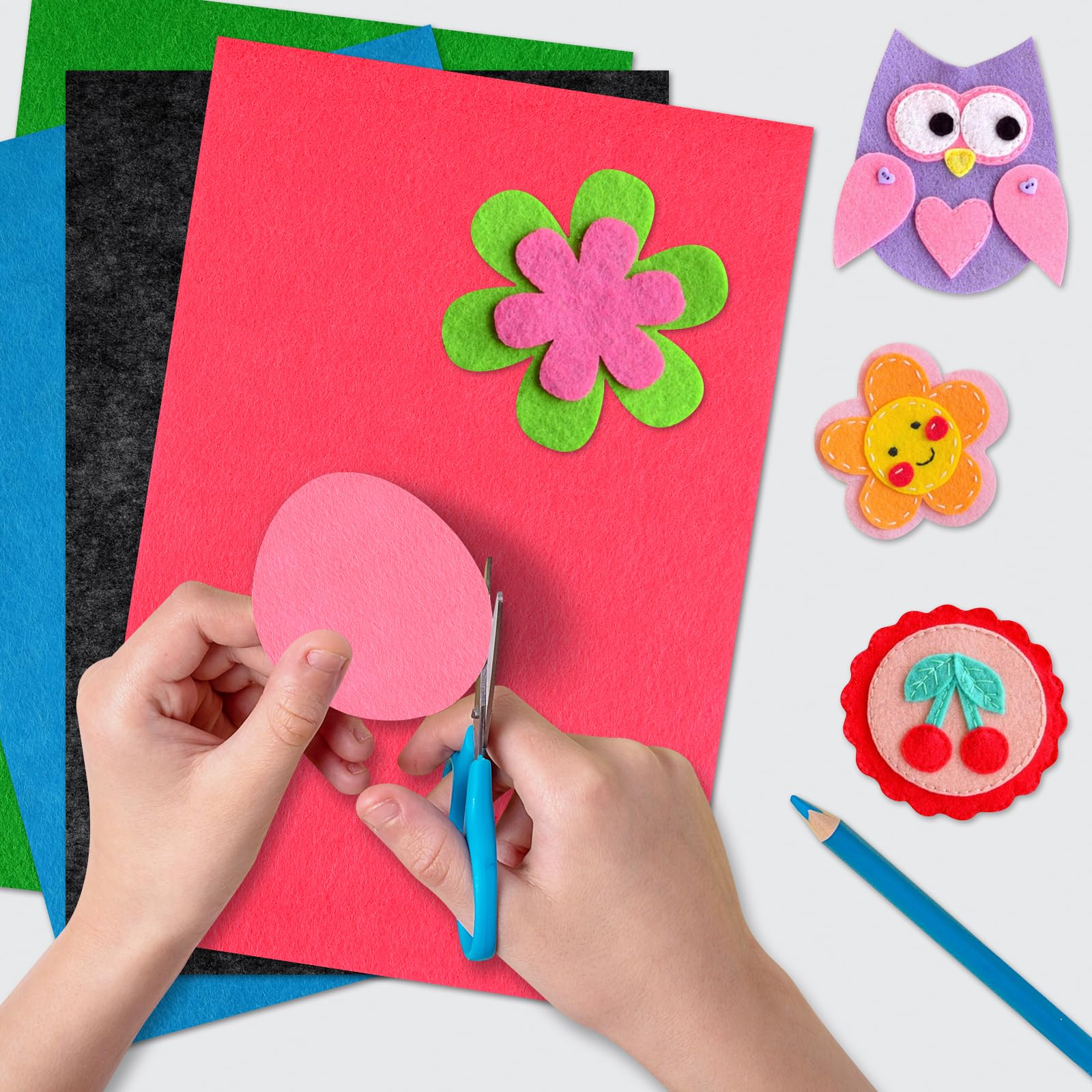 40 Pcs Soft Felt Fabric Sheet 8" x 12" Assorted Color Felt Fabric Sheets for Crafts DIY Handcraft Sewing Squares Patchwork Nonwoven