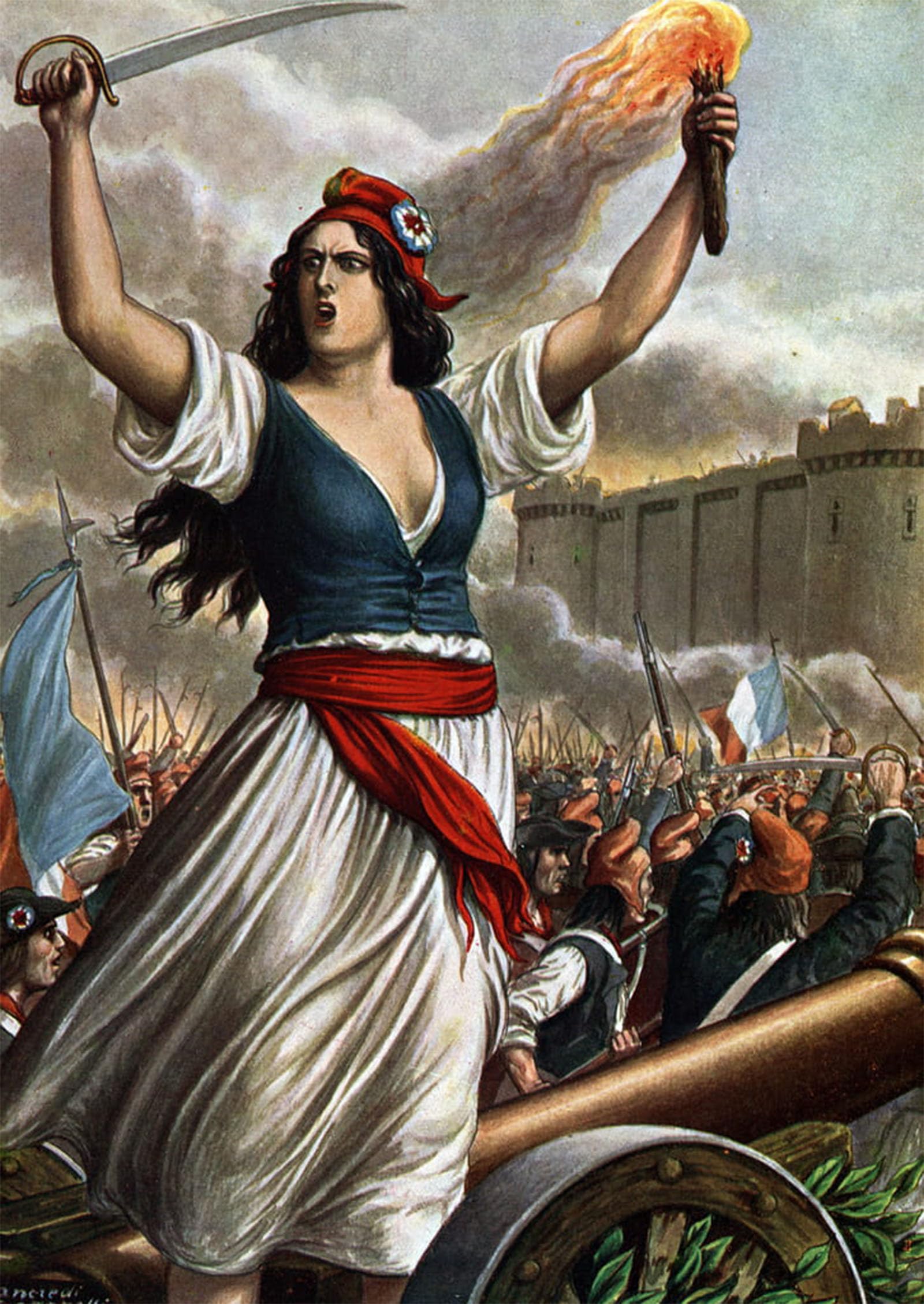 SERENDIPITP Vintage Picture Print on Canvas Wall Art Poster French Revolution of the Storming of the Bastille on July by Tancredi Scarpelli Artwork Print Poster for Wall Decor 60x90cm