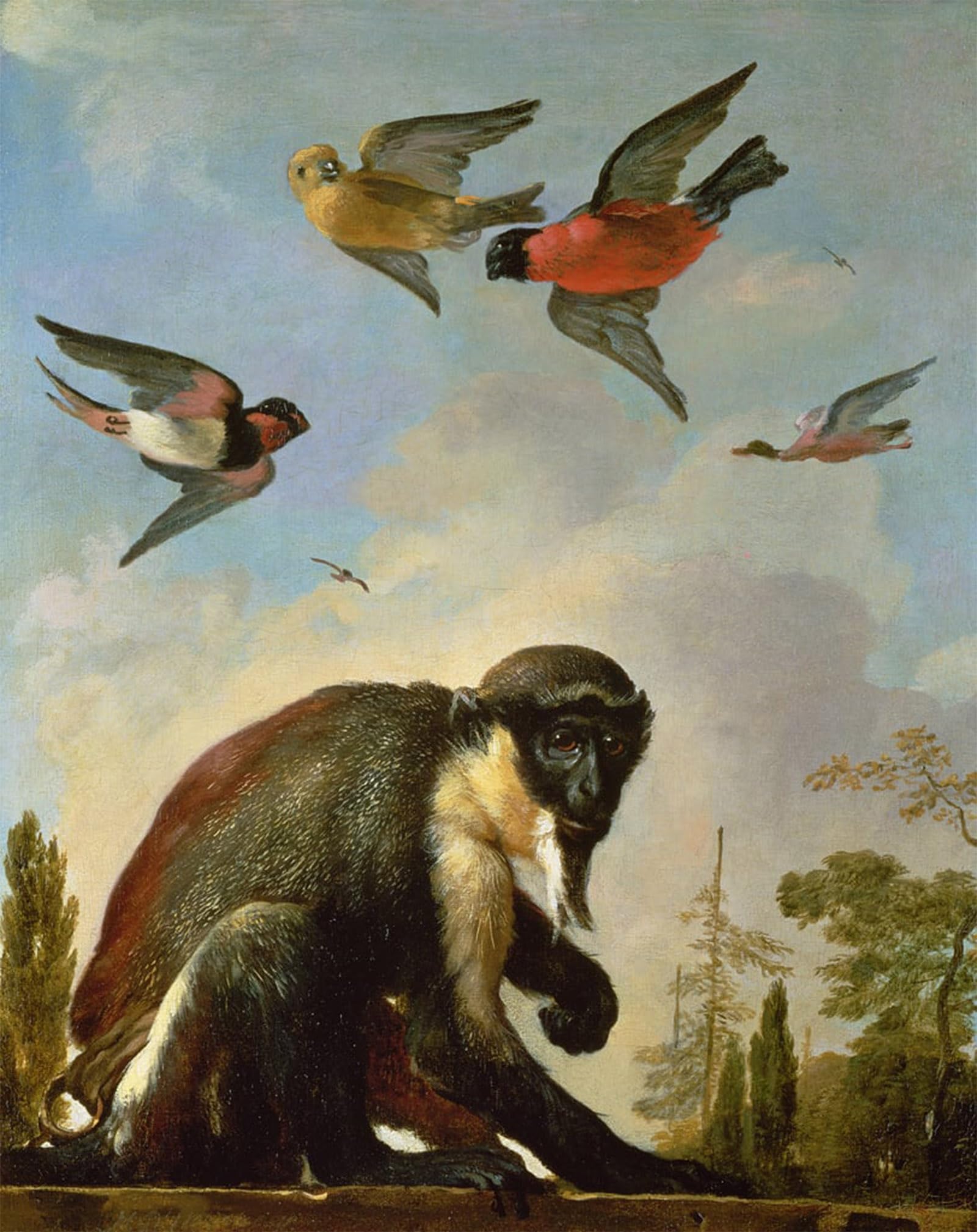 SERENDIPITP Abstract Painting Mural Print Picture Wall Decor Painting Chained Animal in a Landscape by Melchior De Hondecoeter Vintage Wall Artwork for Home Decor 60x90cm