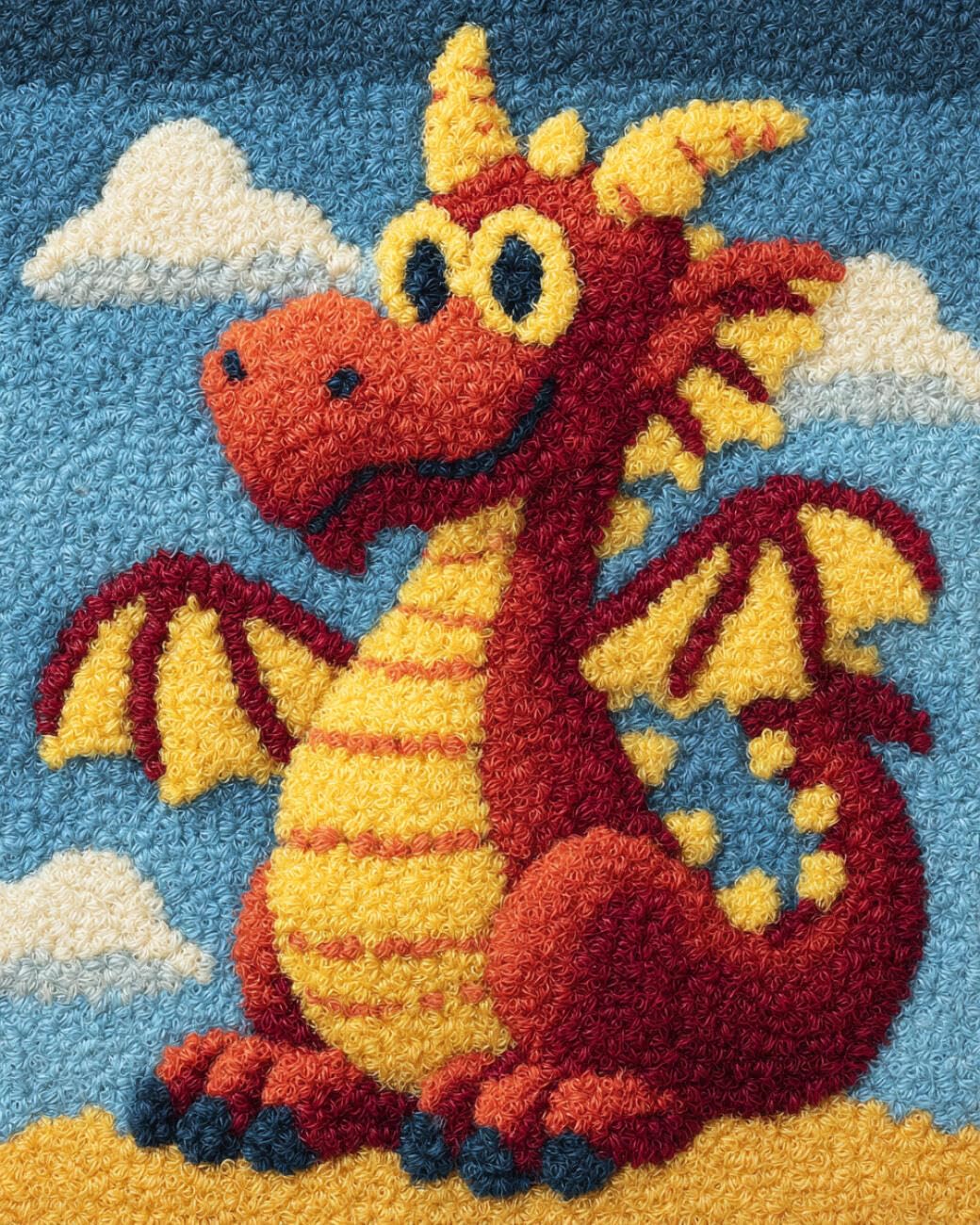 AMBATTERY Latch Hook Rug Kit Cartoon Dragon 85x115cm