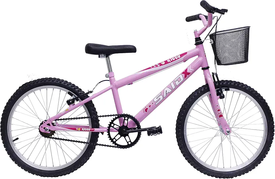Bicicleta Aro 20 Infantil Feminina Com Cesta Saidx (Rosa)
