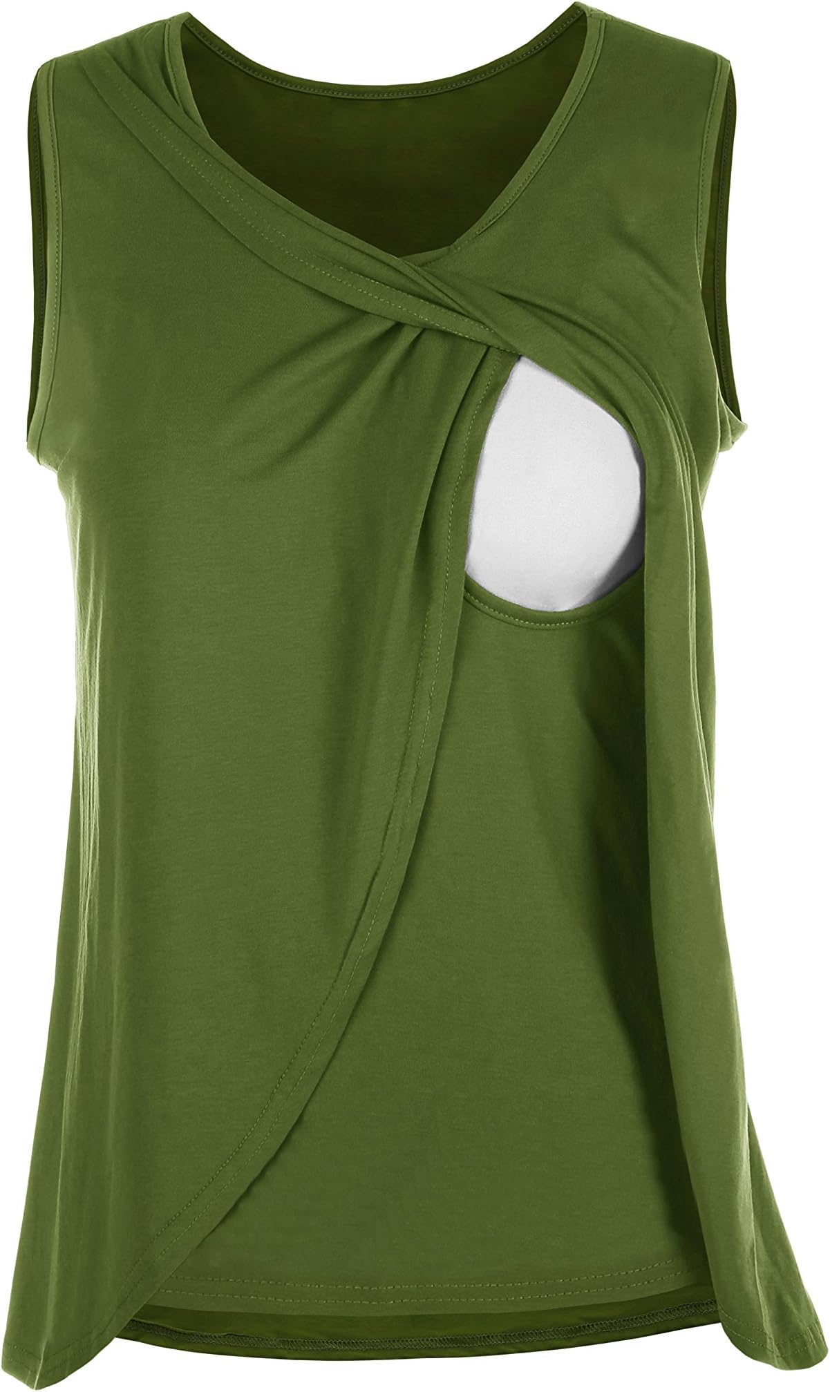 Niitawm Womens Nursing Tops Maternity Pregnant Breastfeeding Nursing Tank Top (XL, Green)