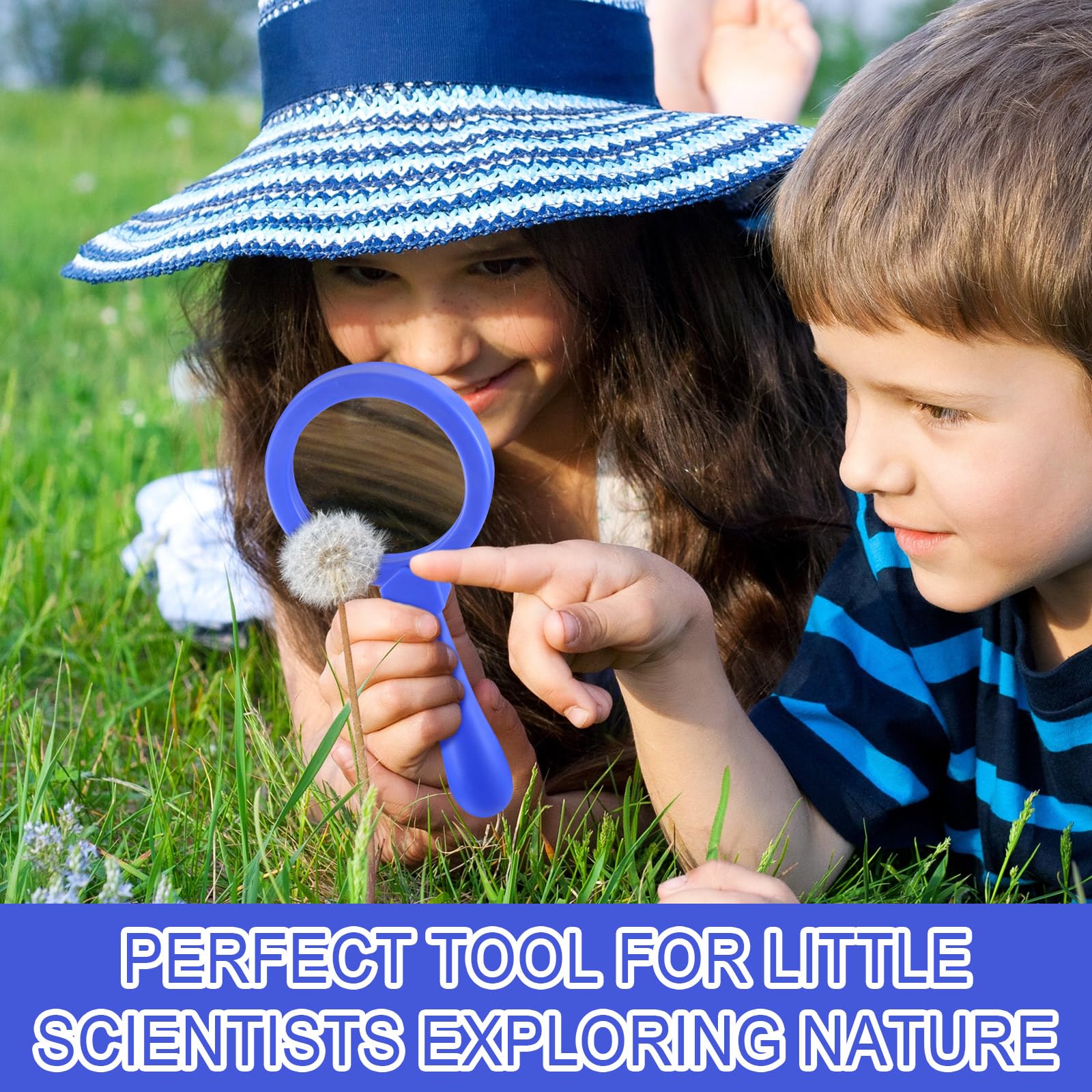 Saysurey 12 Pcs Magnifying Glass for Kids Shatterproof Science Jumbo Magnifiers with Stand Plastic Handheld Magnifying Glass Preschool Science Toys for Observation Classroom Students Autistic Children - Image 4