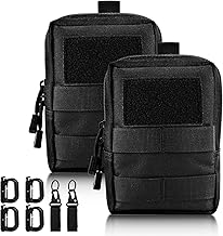 PlsMupn Tactical Bag, Pack of 2 Tactical Bum Bag with 4 Carabiners, Tactical Bag Made of 600D Oxford, Camping Accessories for Outdoor & Training, Bum Bag, Small & Practical
