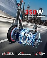 Vista 2 de NAVIC Electric Scooter with Dual SuspensionBraking, 350W500W Motor, 1922 Mph,Max 22252749Miles Range, Foldable E Scooter for Adults with App