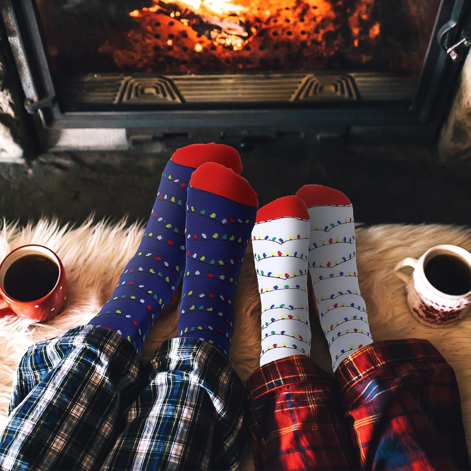 Meanplan 6 Pairs Women's Christmas Lights Socks Xmas Socks Unisex Men Women Holiday Fun Novelty Colorful for Christmas Party Gift - Image 7