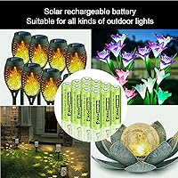 Vista 2 de Henreepow Baterías AA recargables, baterías solares Ni-MH doble A de alta capacidad 1.2V precargadas para luces solares al aire libre, luces