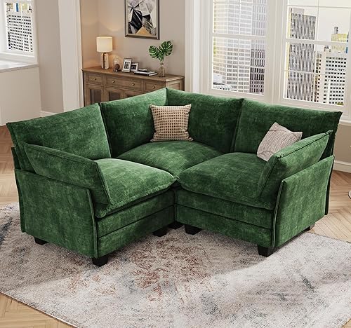 Miniatura 15 de KKL Sofá Cama Seccional Modular Grande de 91.3", Sofá Cama Convertible en Forma de J/L de 6 Plazas Sofá Nube con Otomana, Sofás Seccionales