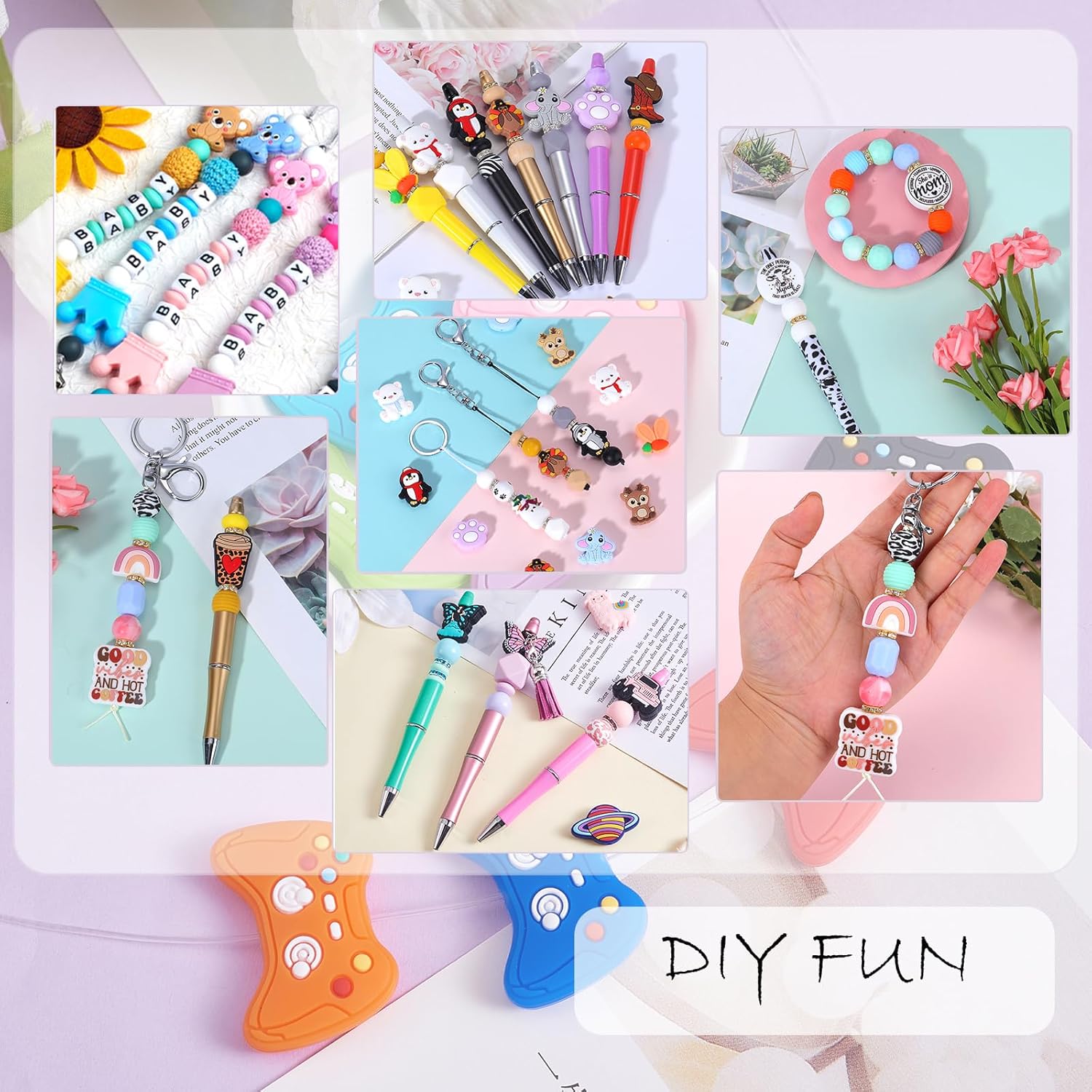 16Pcs Silicone Beads for Keychain Making Bulk Coffee Cup Focal Beads for Pens Used for DIY to Make Various Handicrafts Beaded Pen Lanyards Etc(Mix Match Coffee Cup) - Image 6