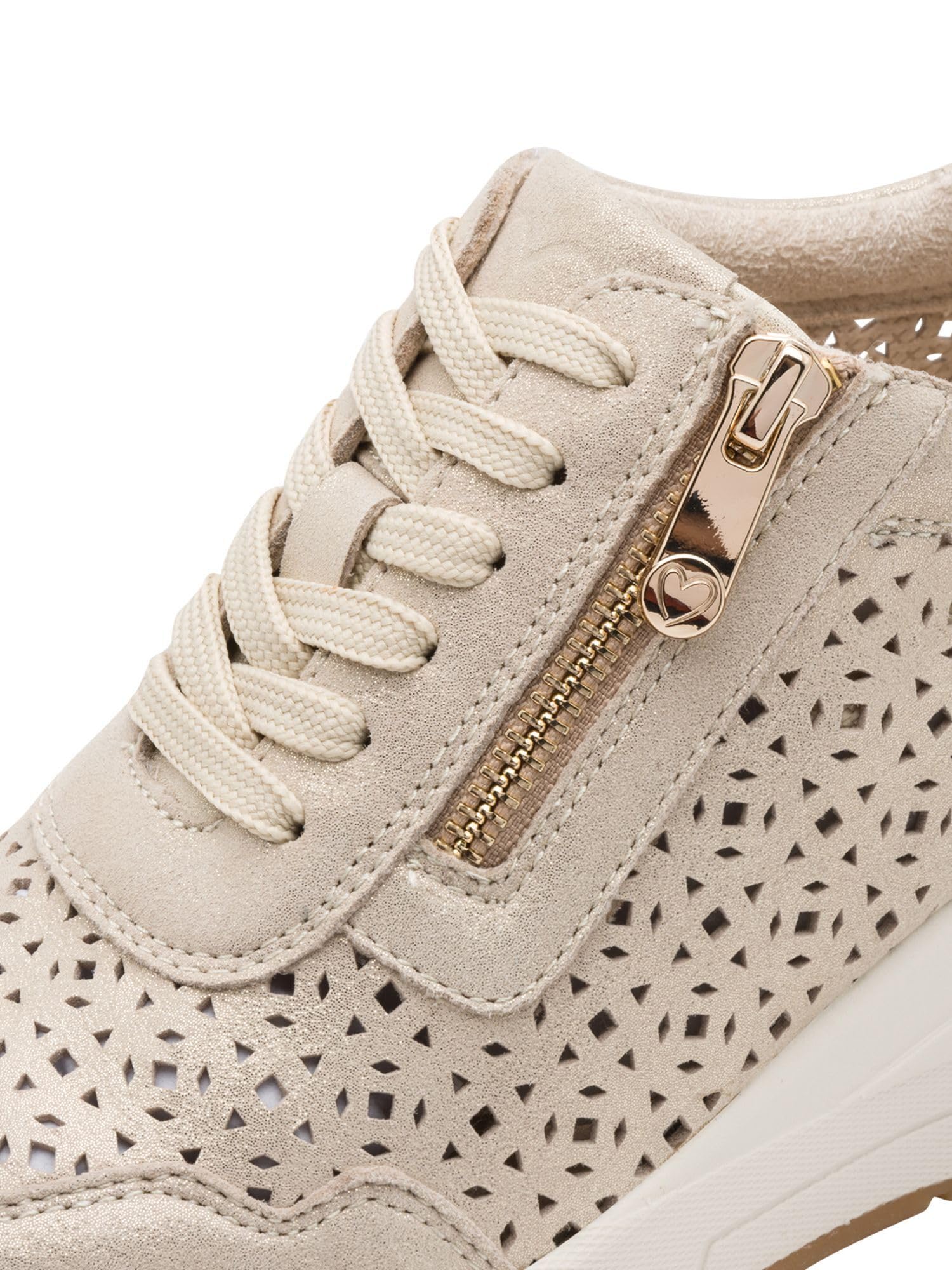 MARCO TOZZI Donna Sneaker Morbida Soletta Feel Me Estraibile Pelle Morbida Fodera Interna alla Moda, Metallico (Platinum), 39 EU