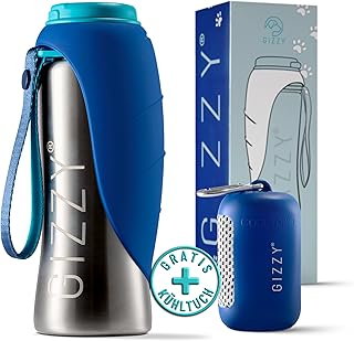 GIZZY® Dog Drinking Bottle for Travelling – Leak-proof and Robust Stainless Steel, in 2 Sizes Including Soft Dog Towel | Dog Drinking Bottle I Dog Drinking Bottle for On the Go for All Dogs product image