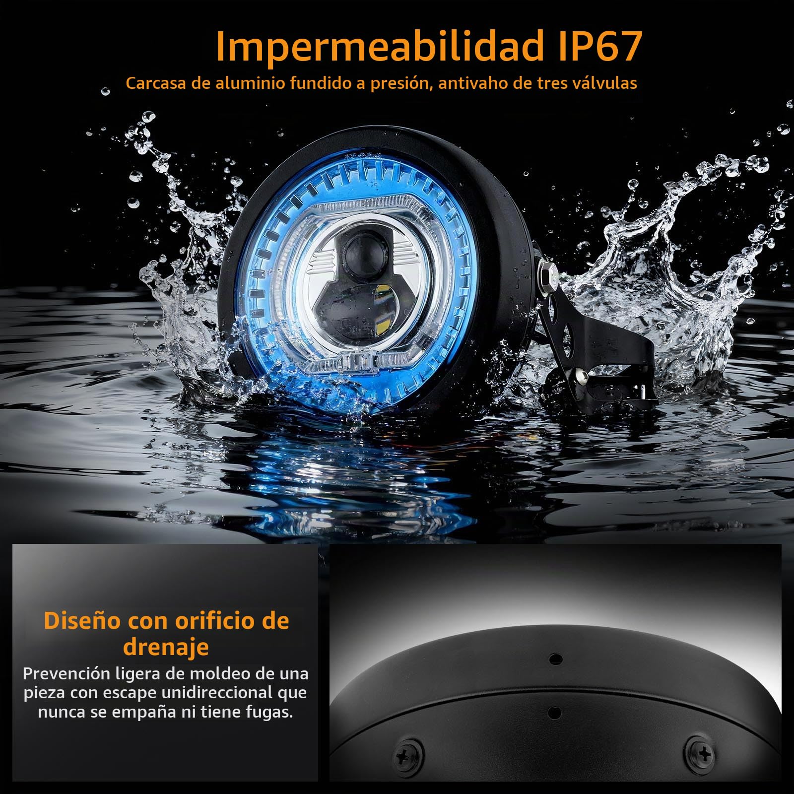 DREAMIZER Faro LED para Motocicleta de 5.75 Pulgadas con Soportes, Luz Universal Impermeable Compatible con Harley Yamaha Honda Cafe Racer Bobber Chopper.