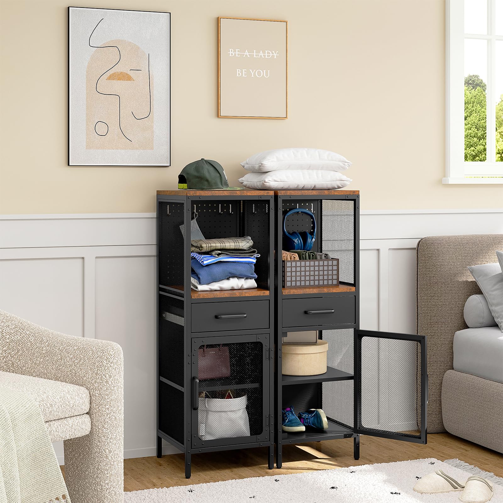 Aufbewahrungsschrank Mehrzweckschrank Küchenschrank Buffetschrank Beistellschrank Kommode mit Schublade Toilettenschrank Bücherschrank Badschrank schmales Badregal verstellbare Ablage 40x40x120cm