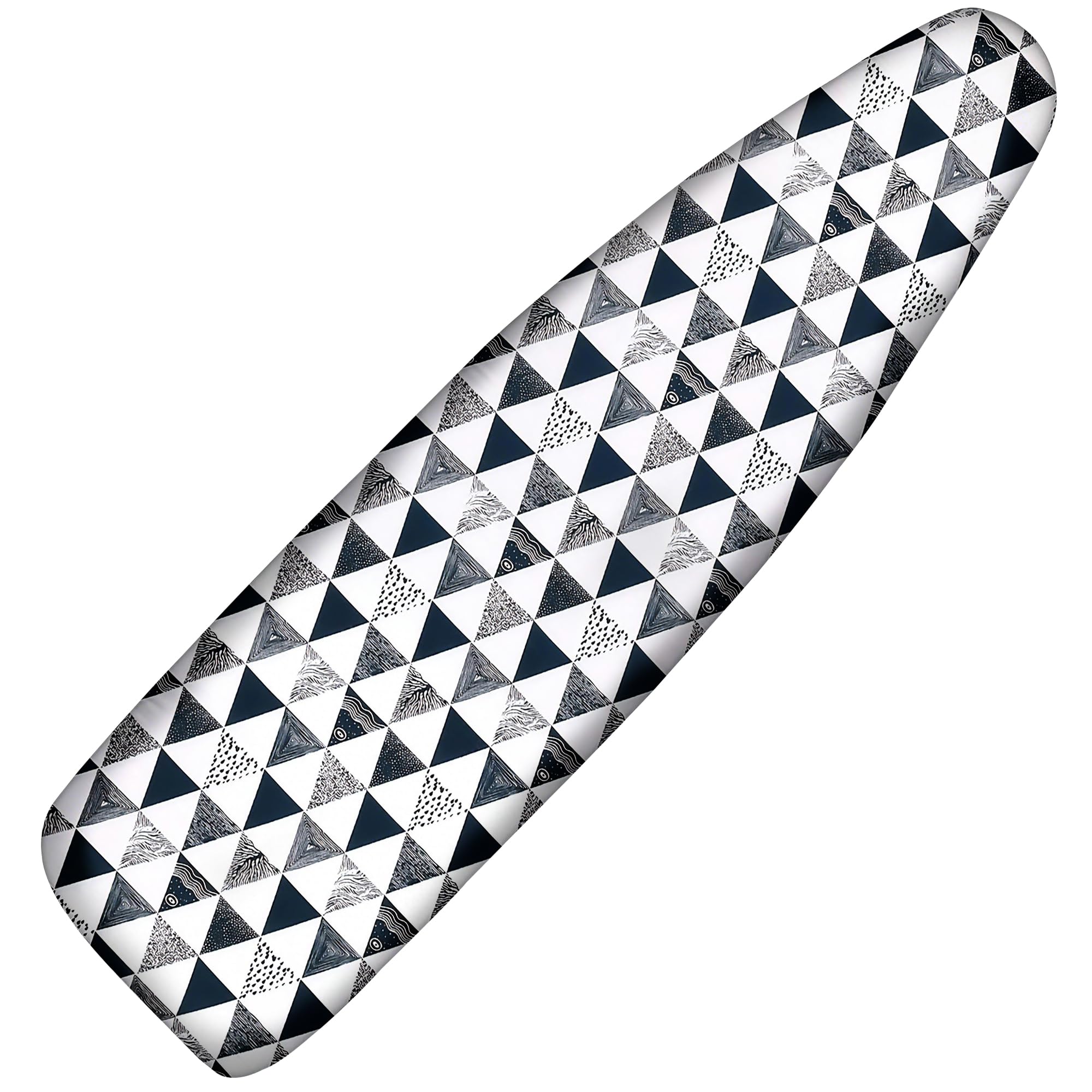 Funda y almohadilla para tabla de planchar, acolchado grueso, resistente a quemaduras y manchas, muy resistente, con cierres ajustables y borde elástico, tamaño estándar, 38 x 137 cm, gris geométrico