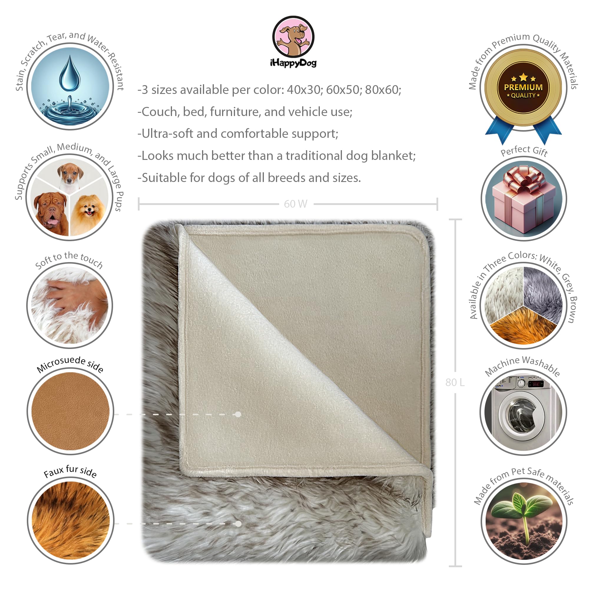 Wasserdichte Hundedecke 80x60 Cm – Plüschig, Schmutzabweisend, Für Couch, Auto & Bett