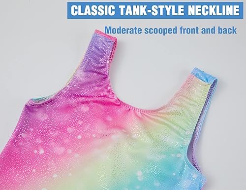 Miniatura 3 de TENVDA Gymnastics Leotards for Girls 2-12 Years Old Sparkly Multicolor Kids Tumbling Biketards Unitard