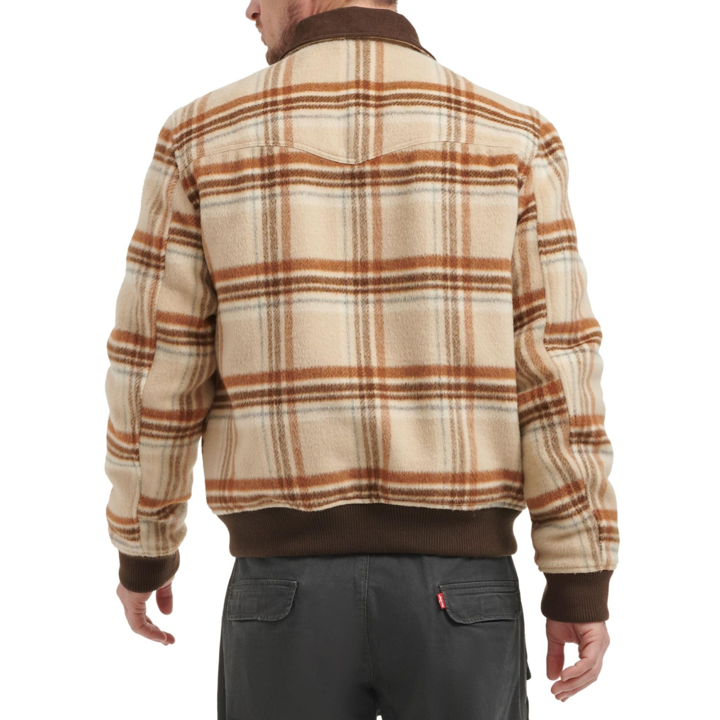 Levi's Herren Men's Mixed Media Western Bomber Jacket Jacke, Cremefarbenes Plaid, S – Ansicht 2